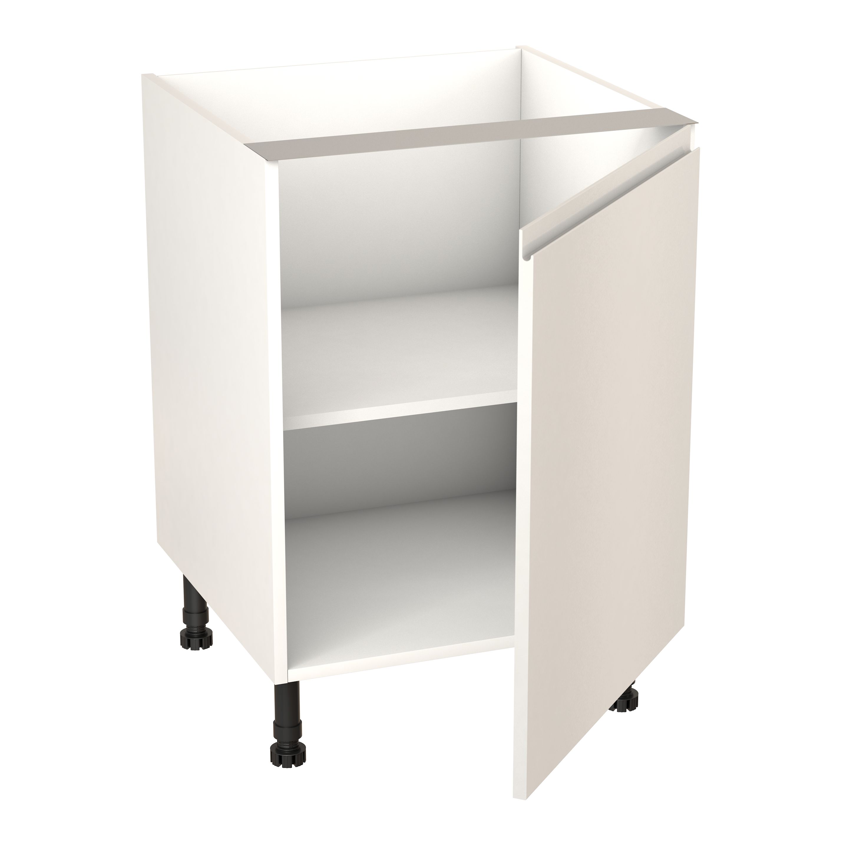 GoodHome Garcinia Gloss white integrated handle Base Kitchen cabinet (W)600mm (H)720mm