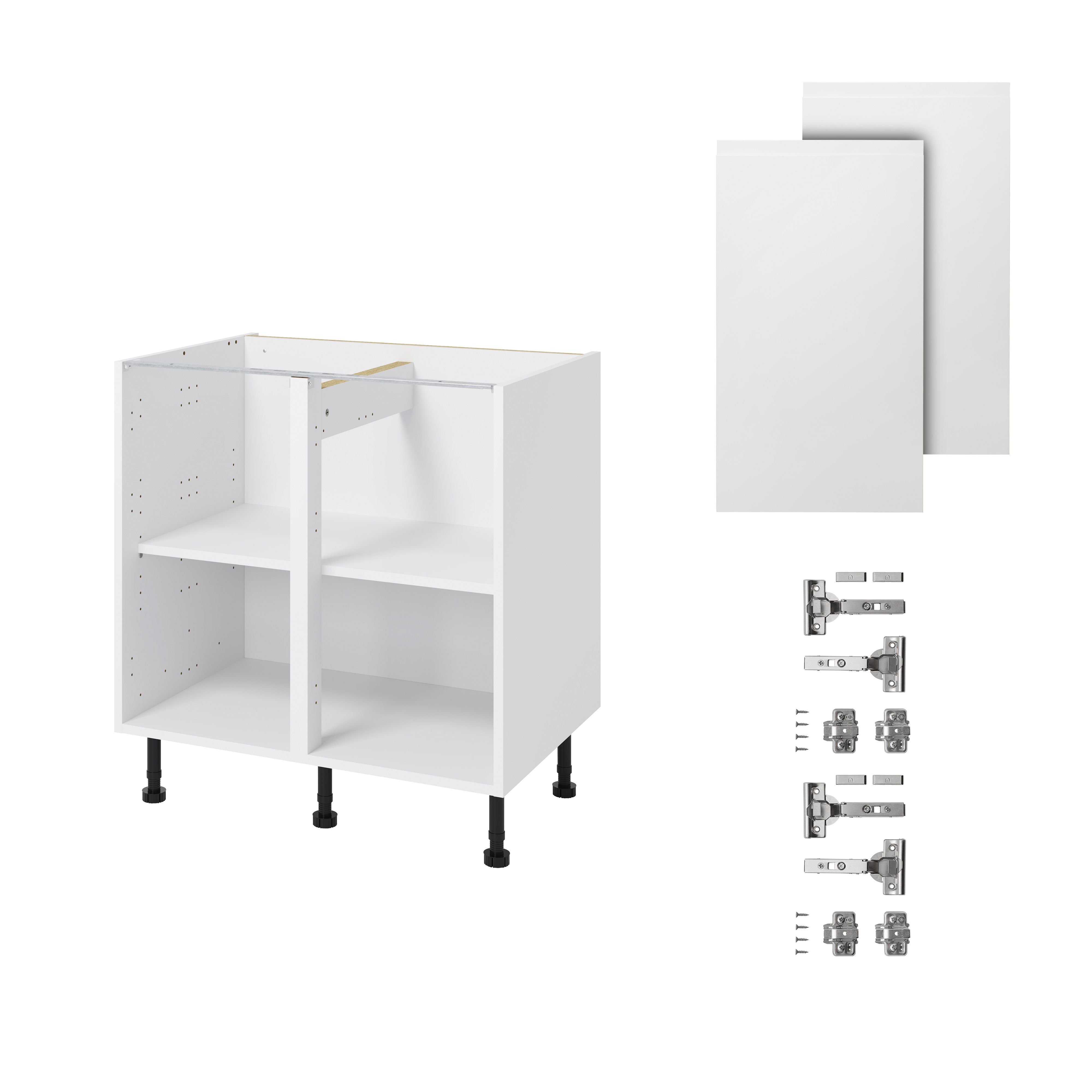 GoodHome Garcinia Gloss white integrated handle Base Kitchen cabinet (W)800mm (H)720mm