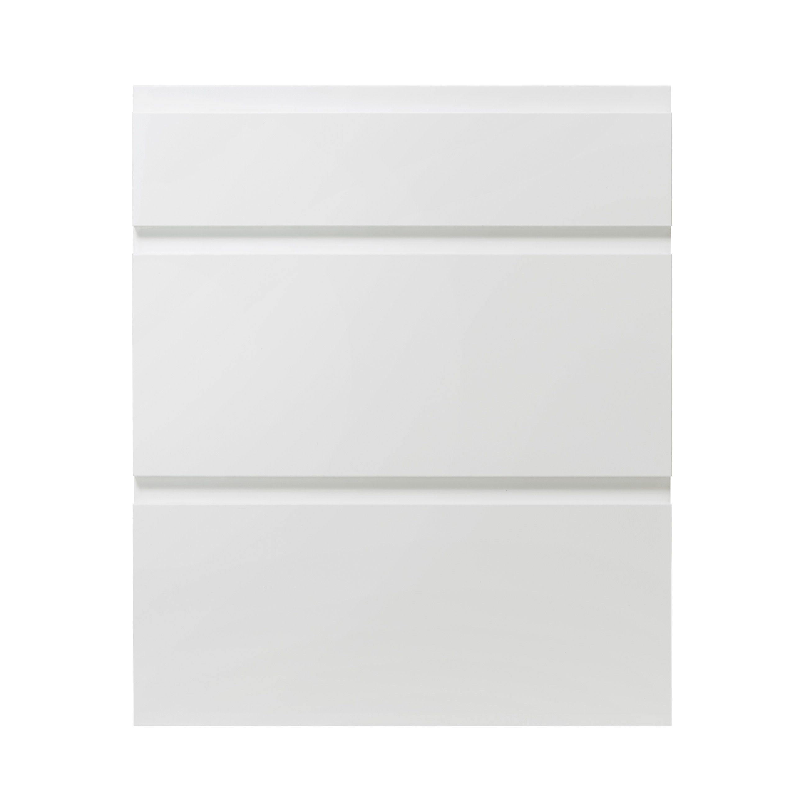 GoodHome Garcinia Gloss white integrated handle Drawer front (W)600mm, Pack of 3