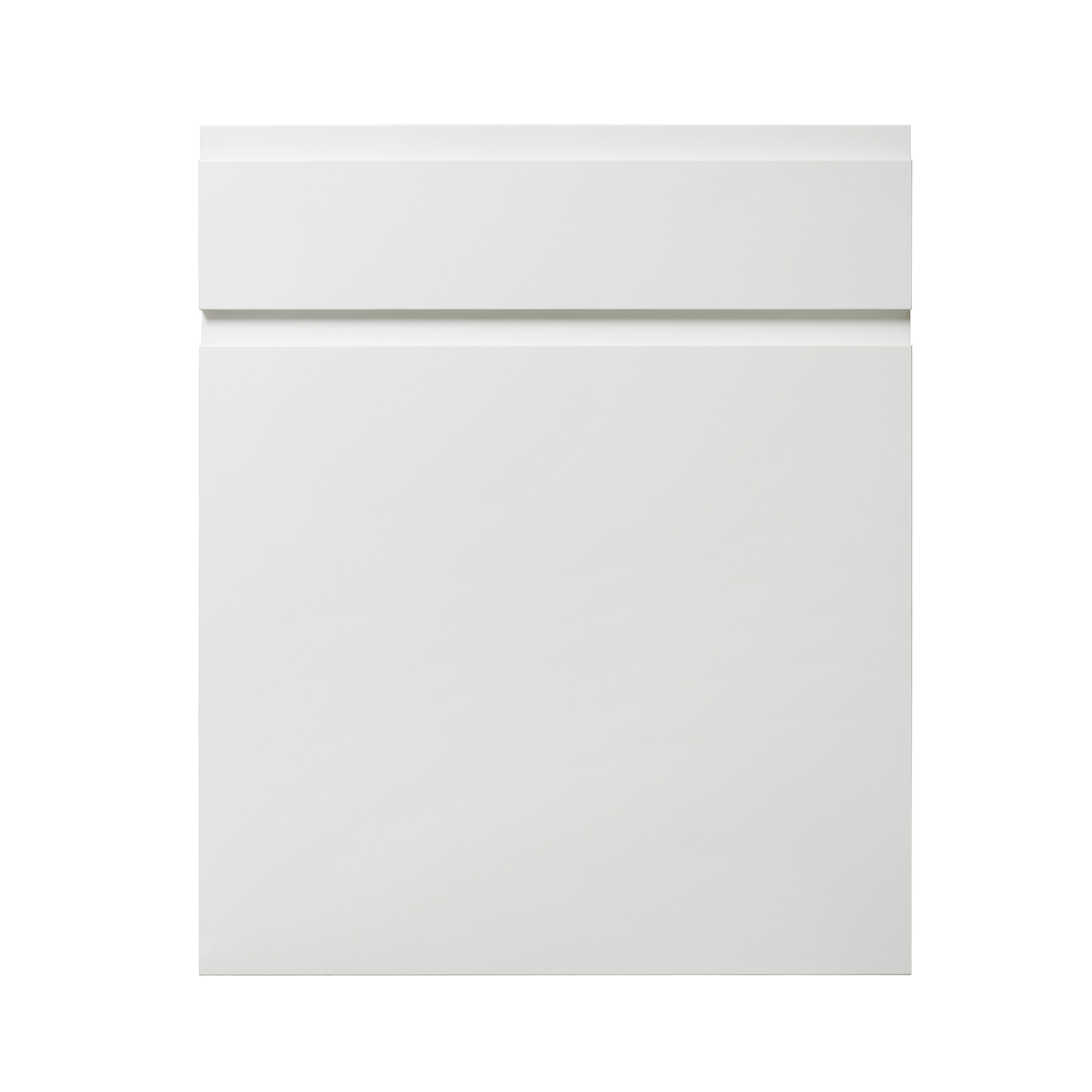 GoodHome Garcinia Gloss white integrated handle Drawerline Cabinet door, (W)600mm (H)715mm (T)19mm