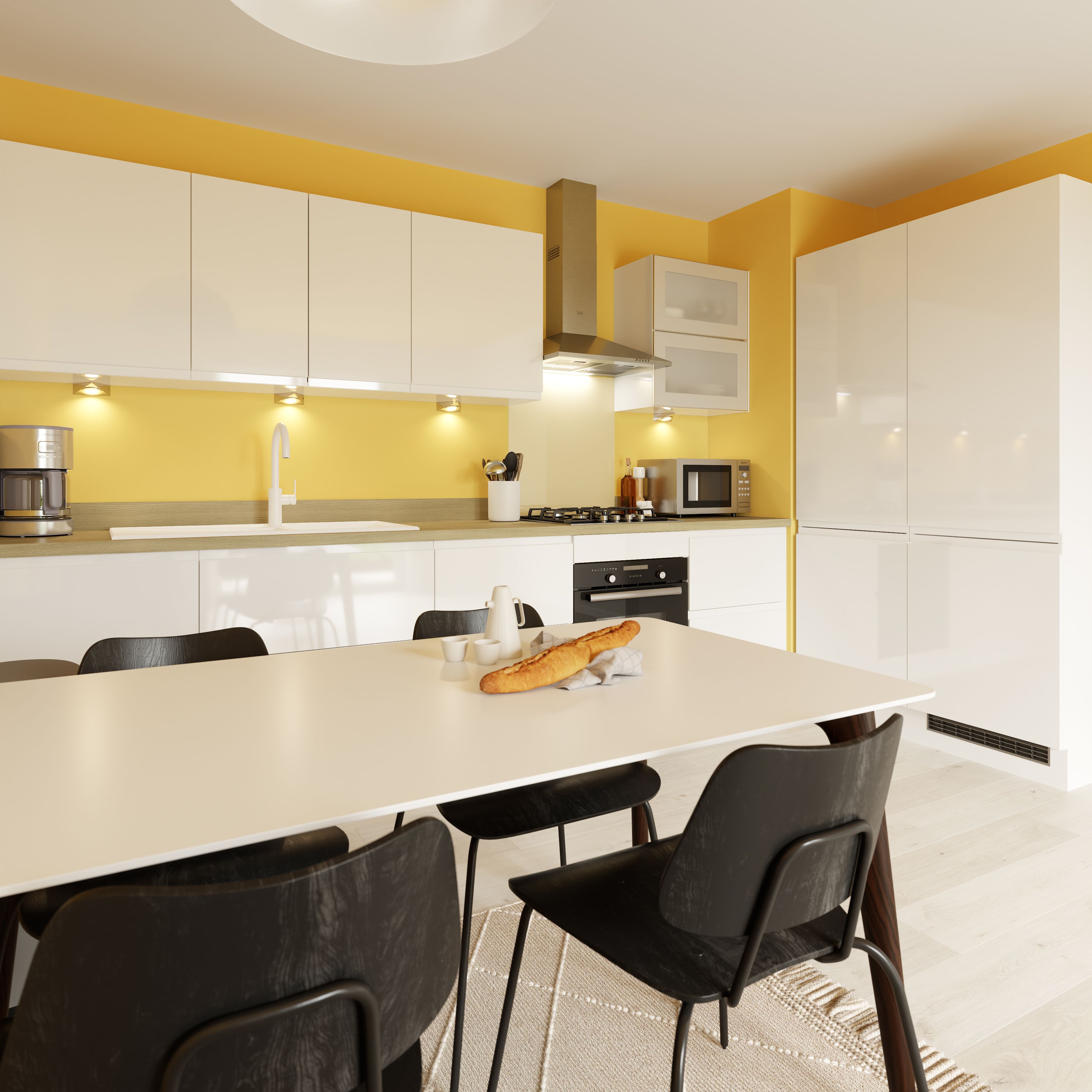 GoodHome Garcinia Gloss white integrated handle Drawerline Cabinet door, (W)600mm (H)715mm (T)19mm