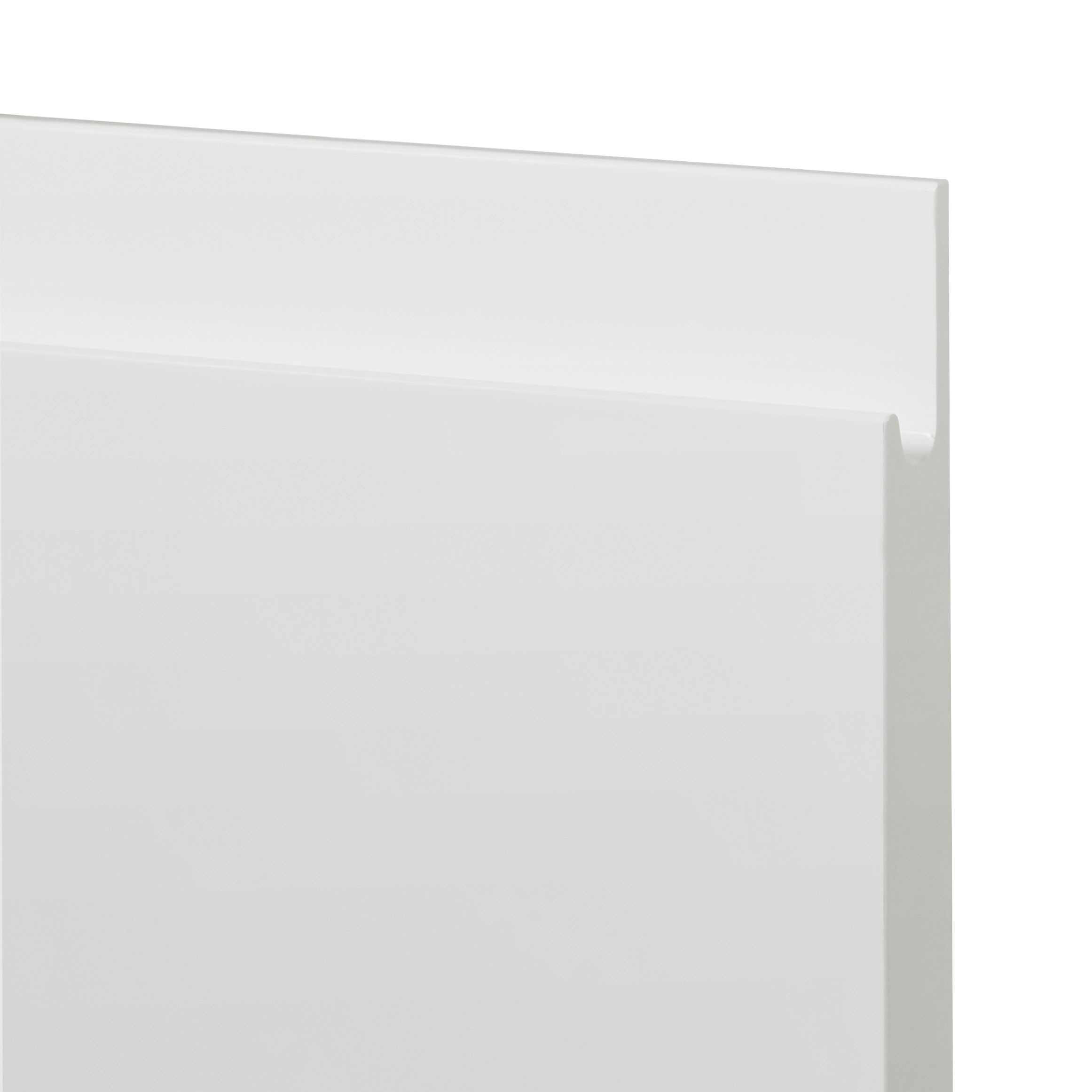 GoodHome Garcinia Gloss white integrated handle Highline Cabinet door (W)400mm (H)715mm (T)19mm