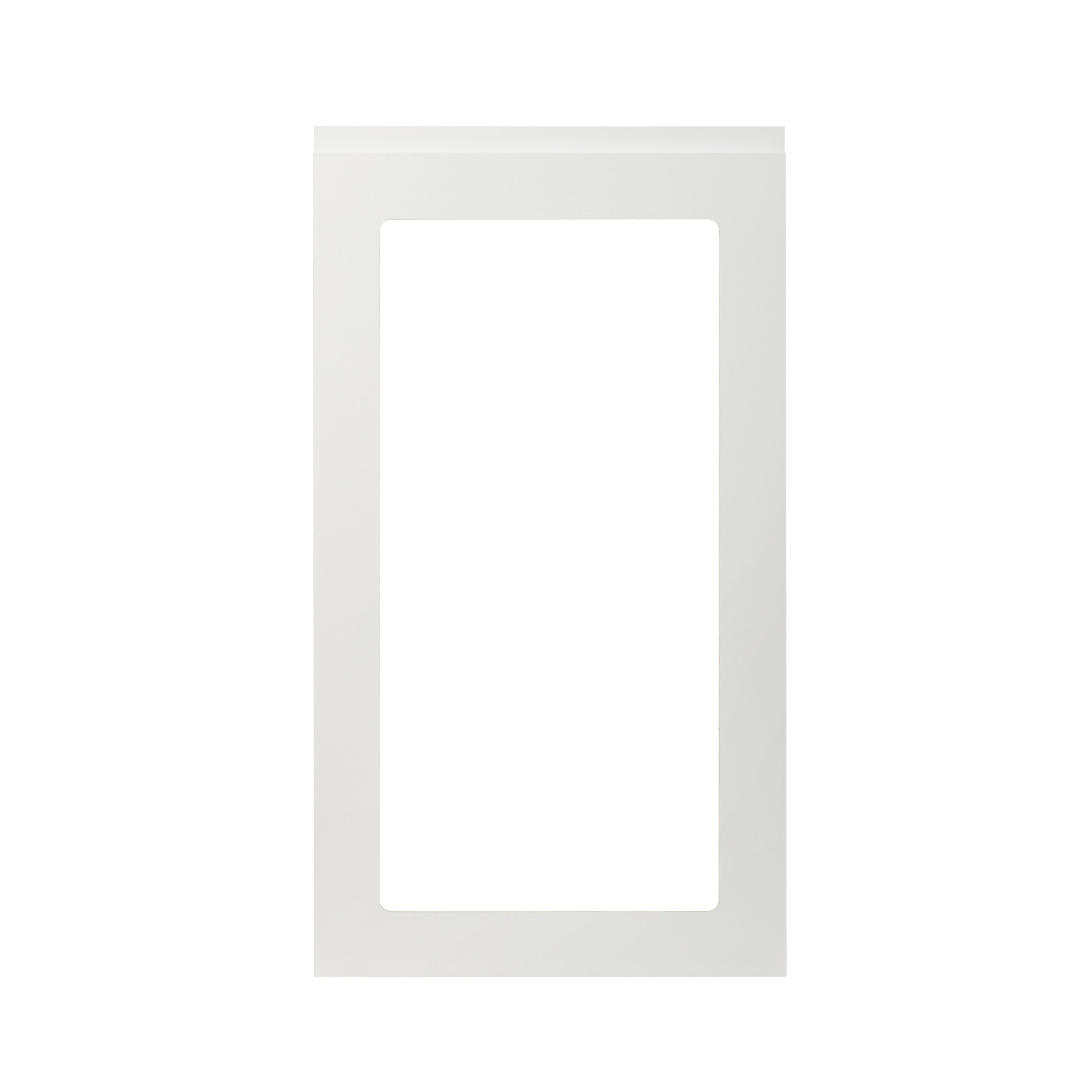 GoodHome Garcinia Gloss white integrated handle Tall glazed Cabinet door (W)500mm (H)895mm (T)19mm