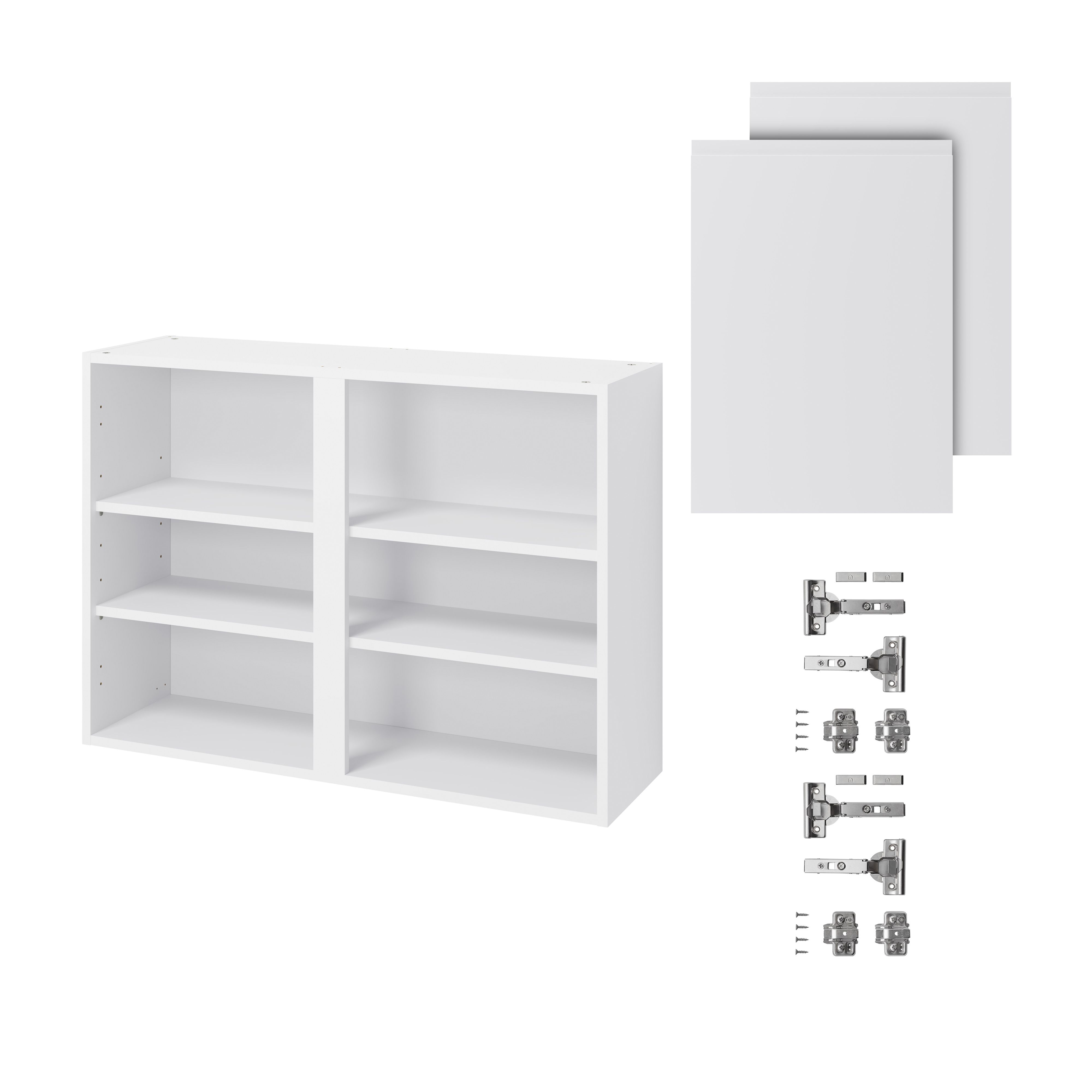 GoodHome Garcinia Gloss white integrated handle Wall Kitchen cabinet (W)1000mm (H)720mm