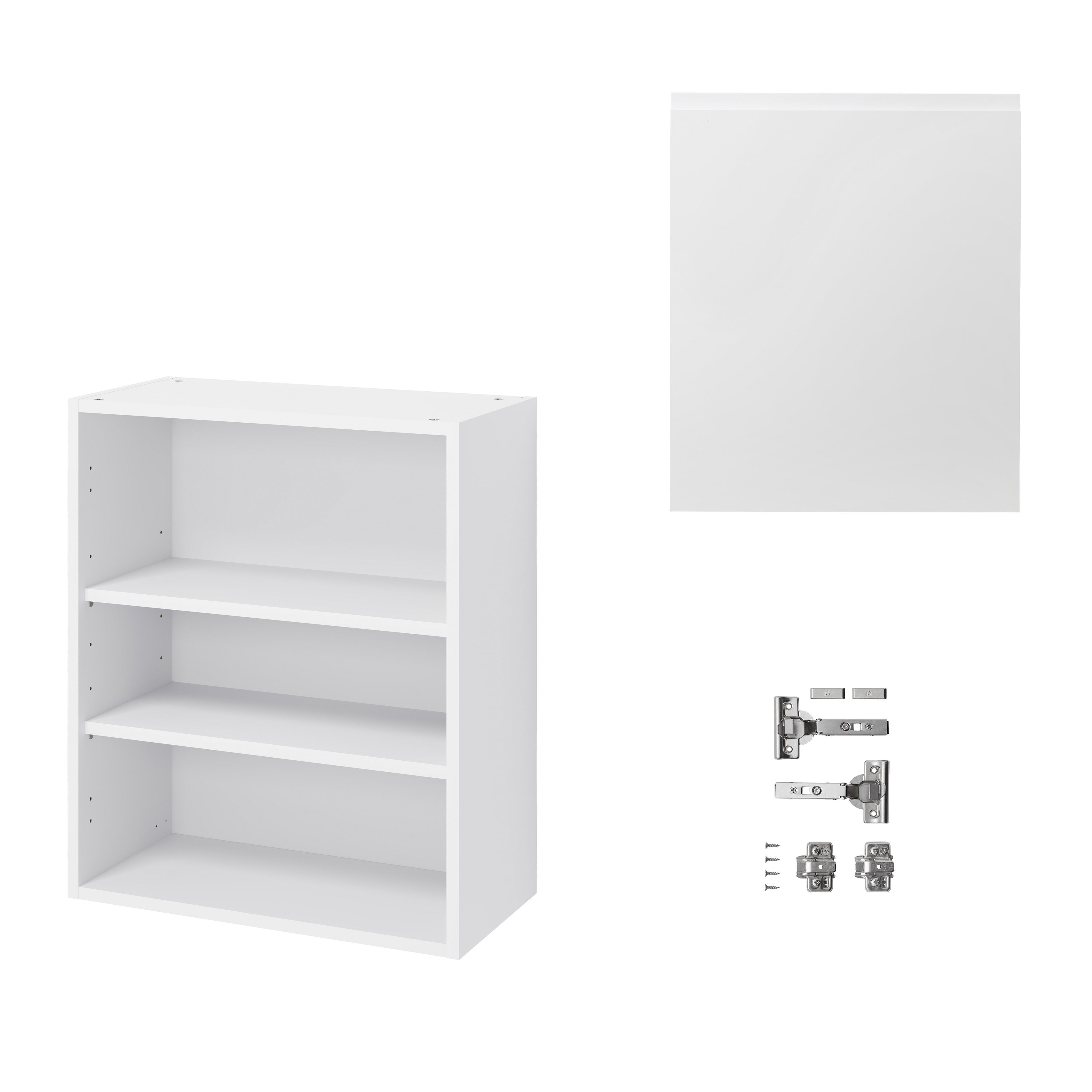 GoodHome Garcinia Gloss white integrated handle Wall Kitchen cabinet (W)600mm (H)720mm
