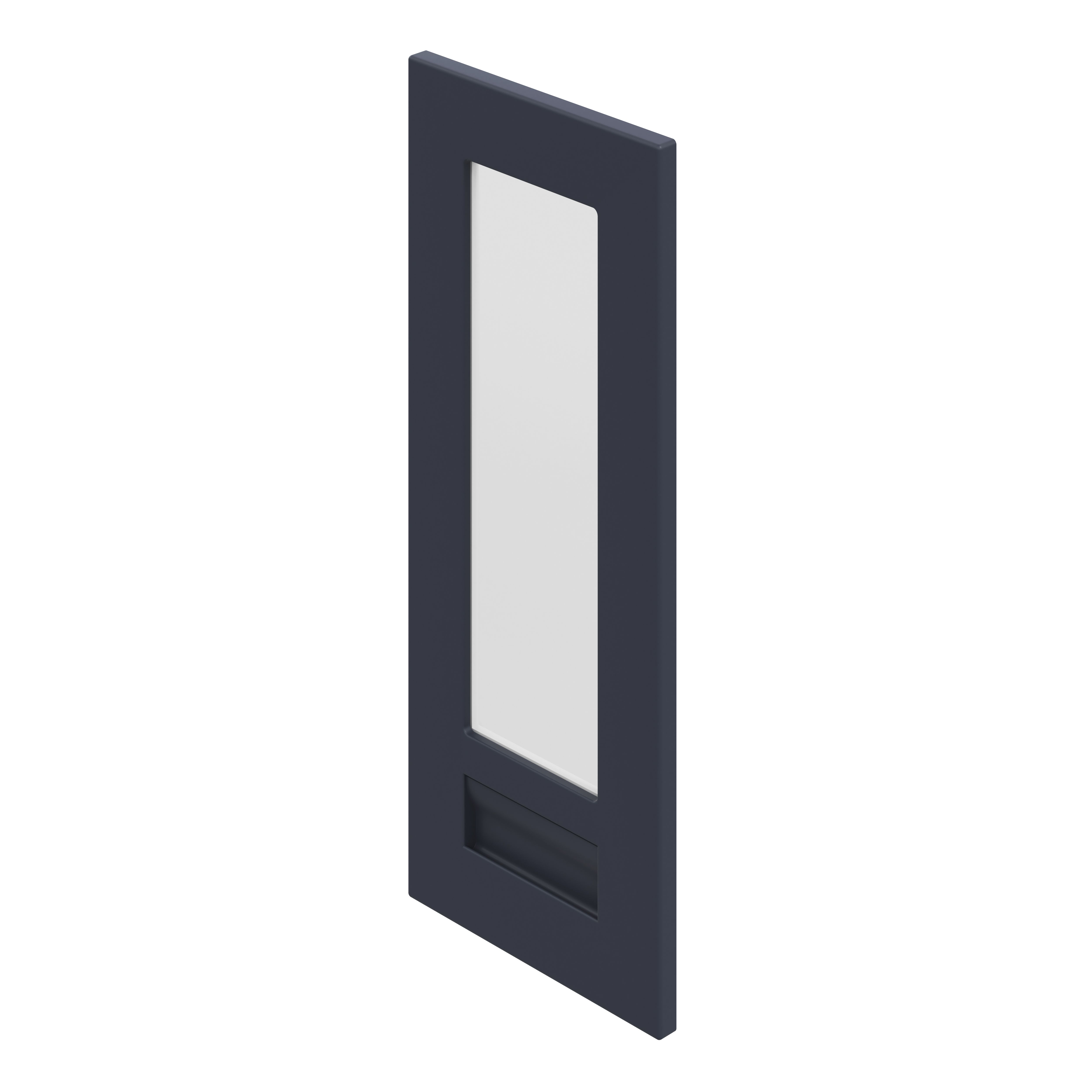 GoodHome Garcinia Matt Navy blue Integrated handle shaker Glazed Cabinet door (W)300mm (H)715mm (T)20mm