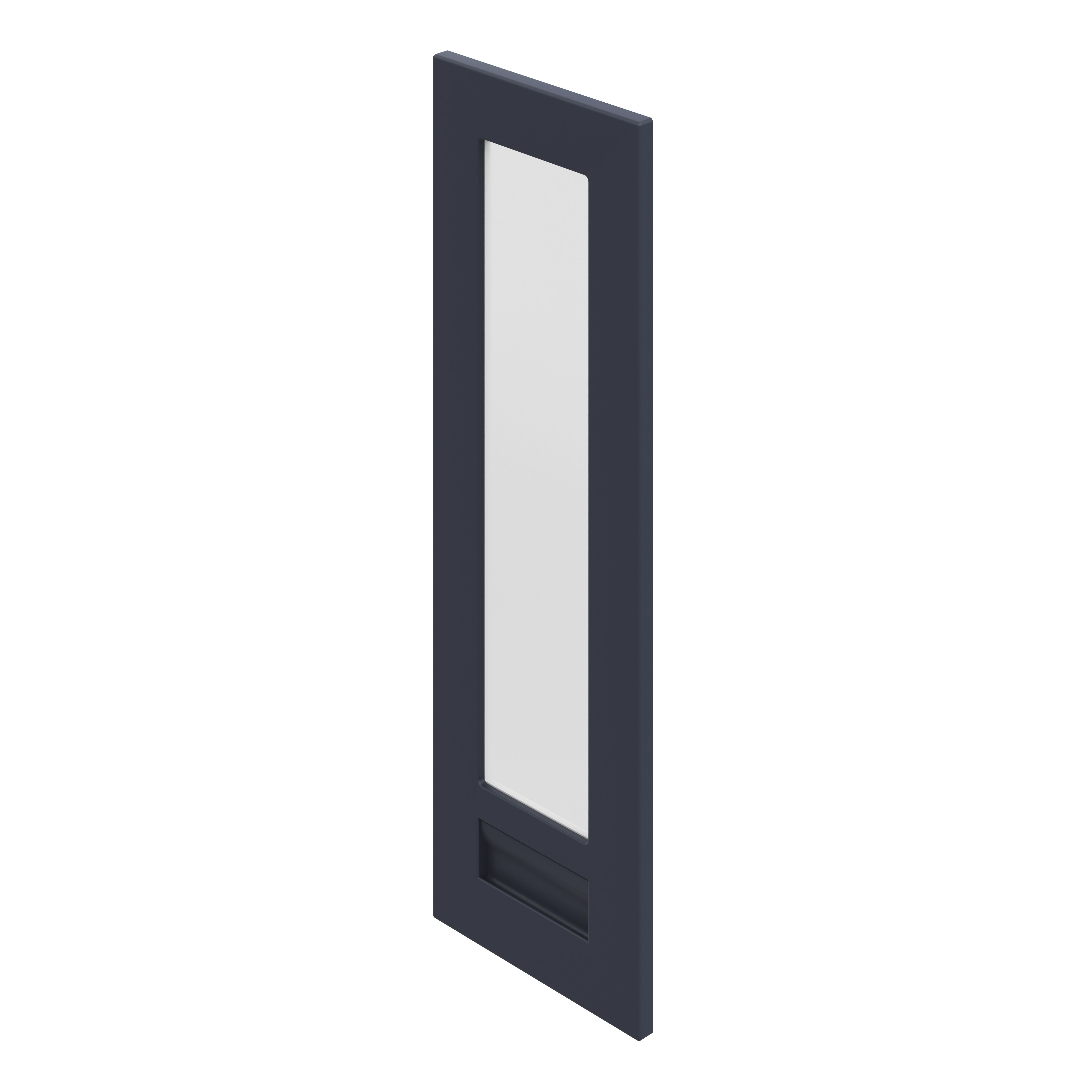 GoodHome Garcinia Matt Navy blue Integrated handle shaker Tall glazed Cabinet door (W)300mm (H)895mm (T)20mm