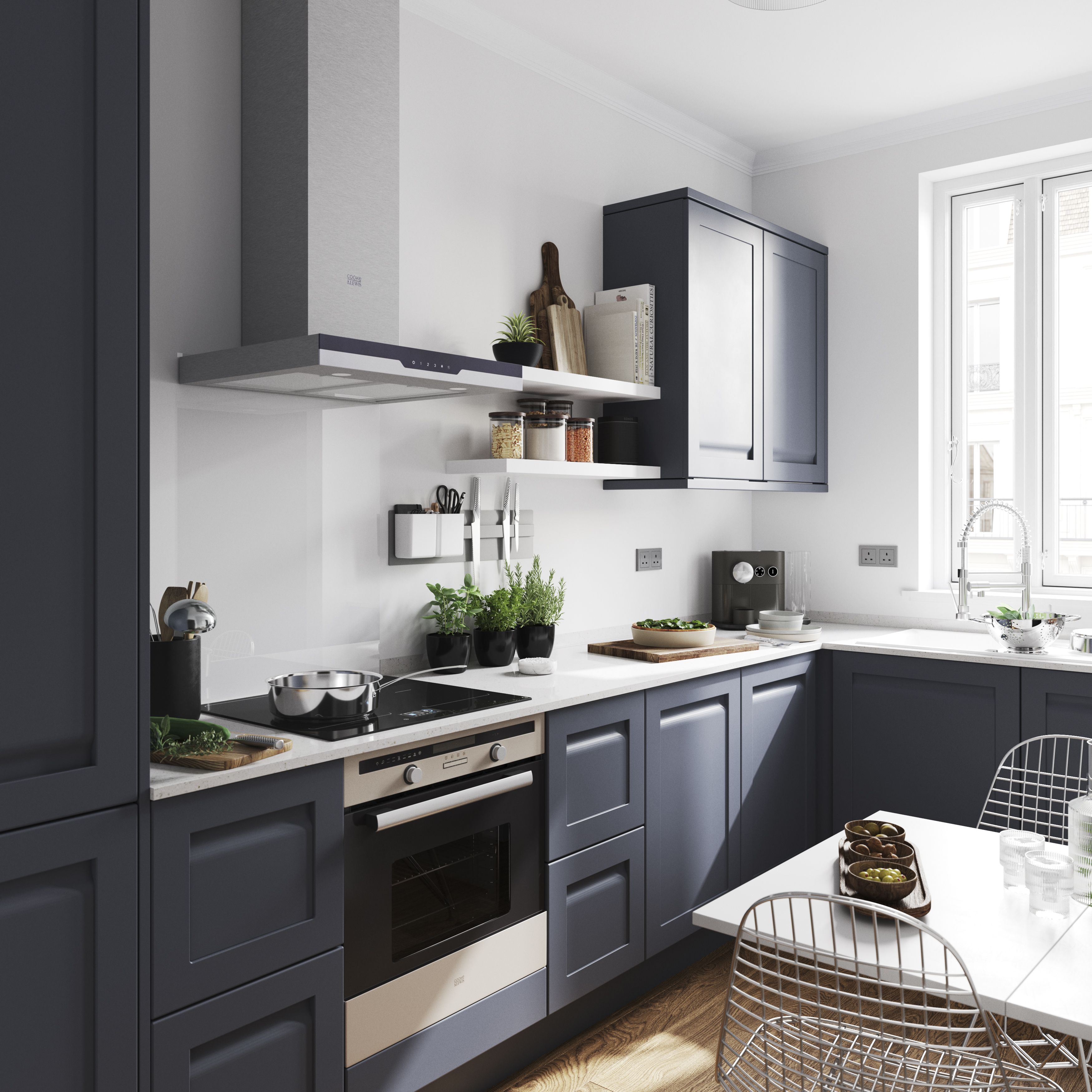GoodHome Garcinia Matt navy blue shaker Drawer front, bridging door & bi fold door, (W)500mm (H)356mm (T)20mm