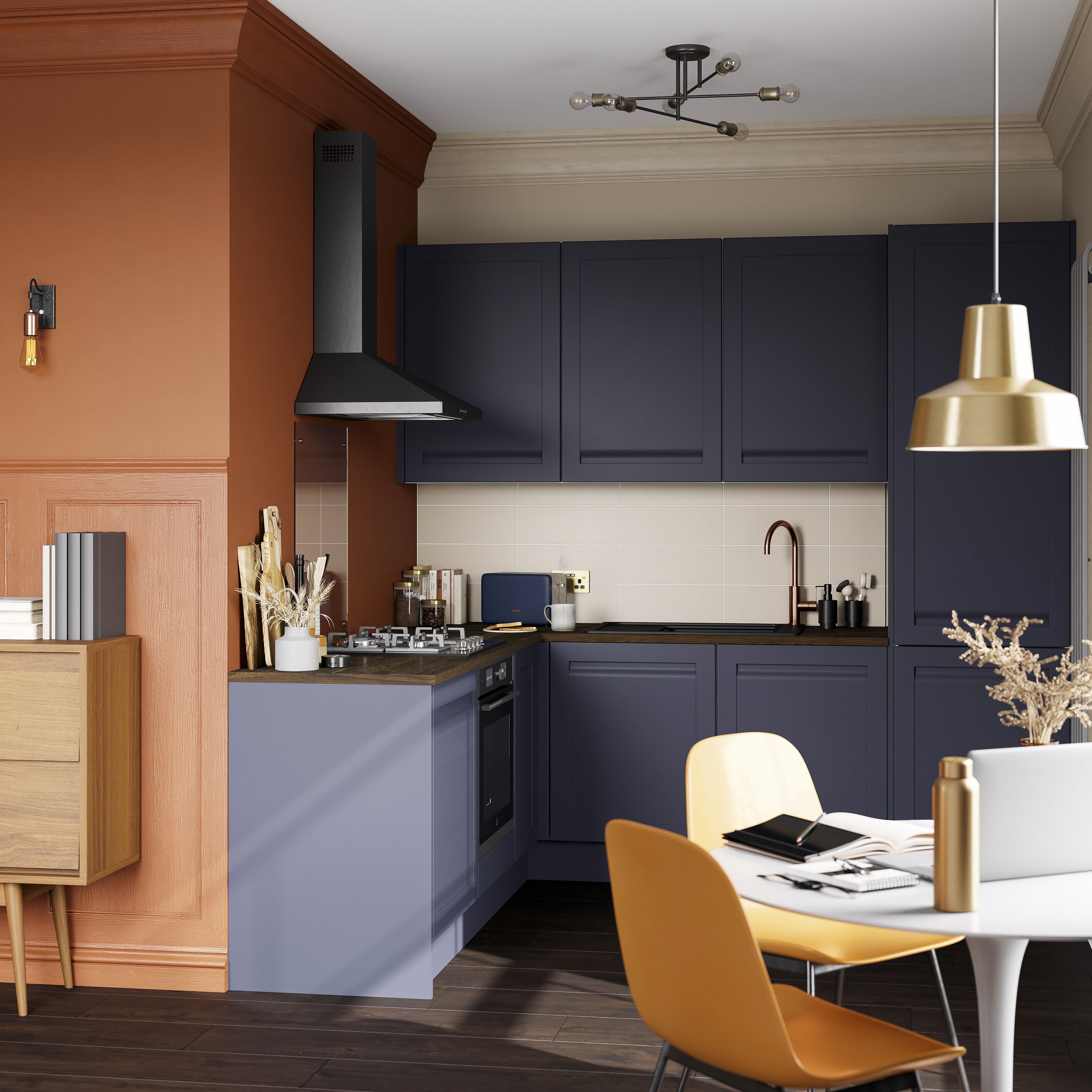 GoodHome Garcinia Matt navy blue shaker Drawer front (W)800mm, Pack of 3