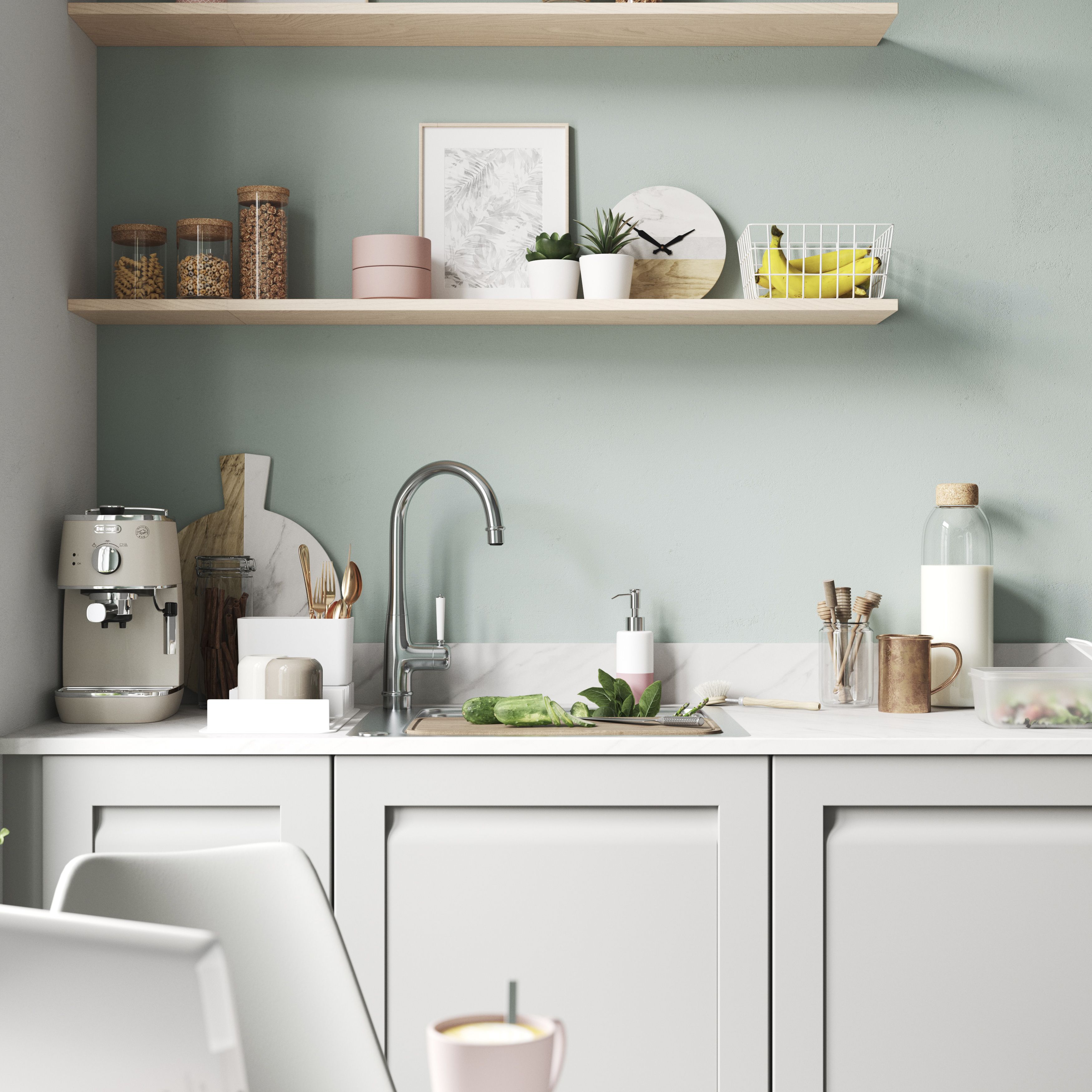 GoodHome Garcinia Matt stone integrated handle shaker Highline Cabinet door (W)600mm (H)715mm (T)20mm