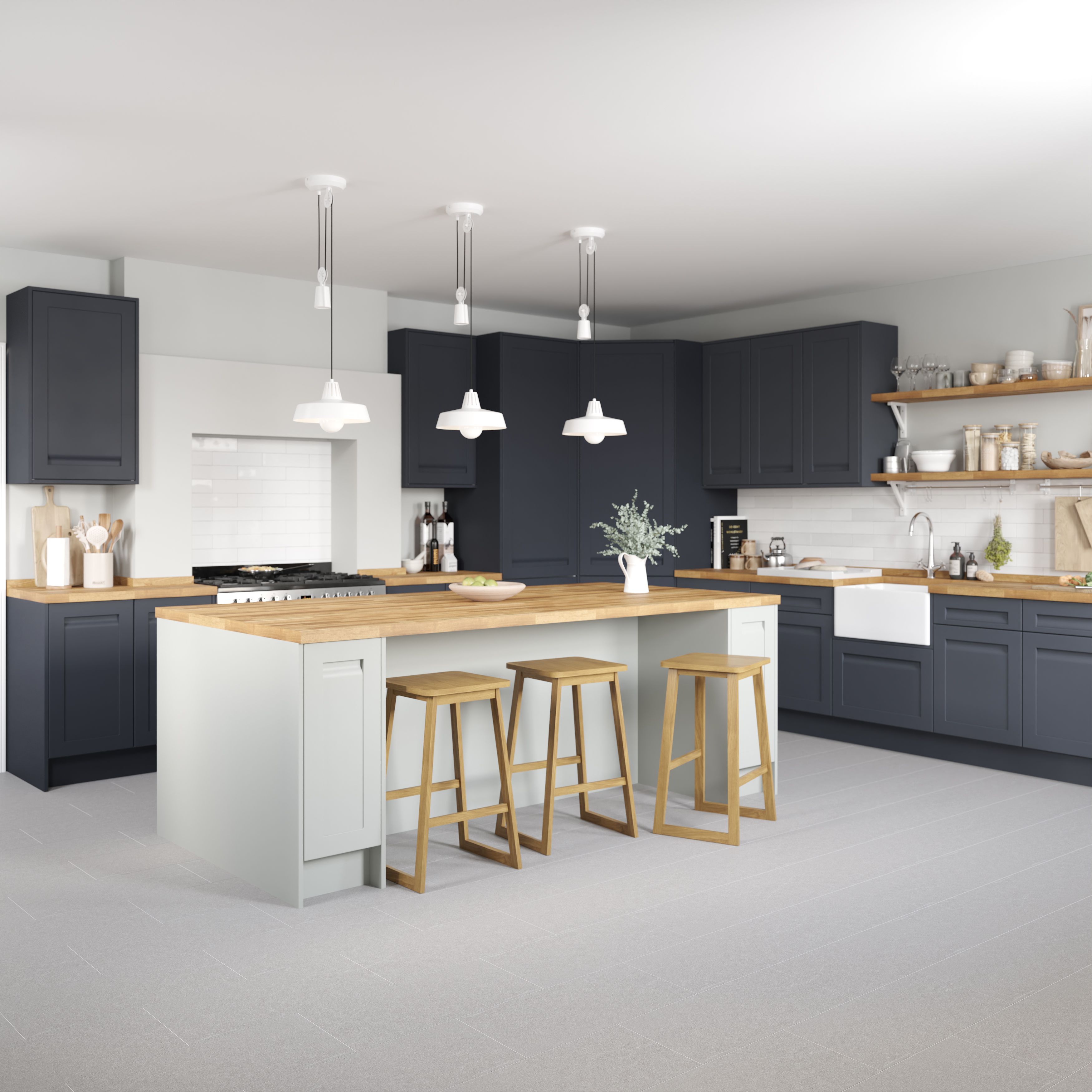 GoodHome Garcinia Matt stone integrated handle shaker Highline Cabinet door (W)600mm (H)715mm (T)20mm