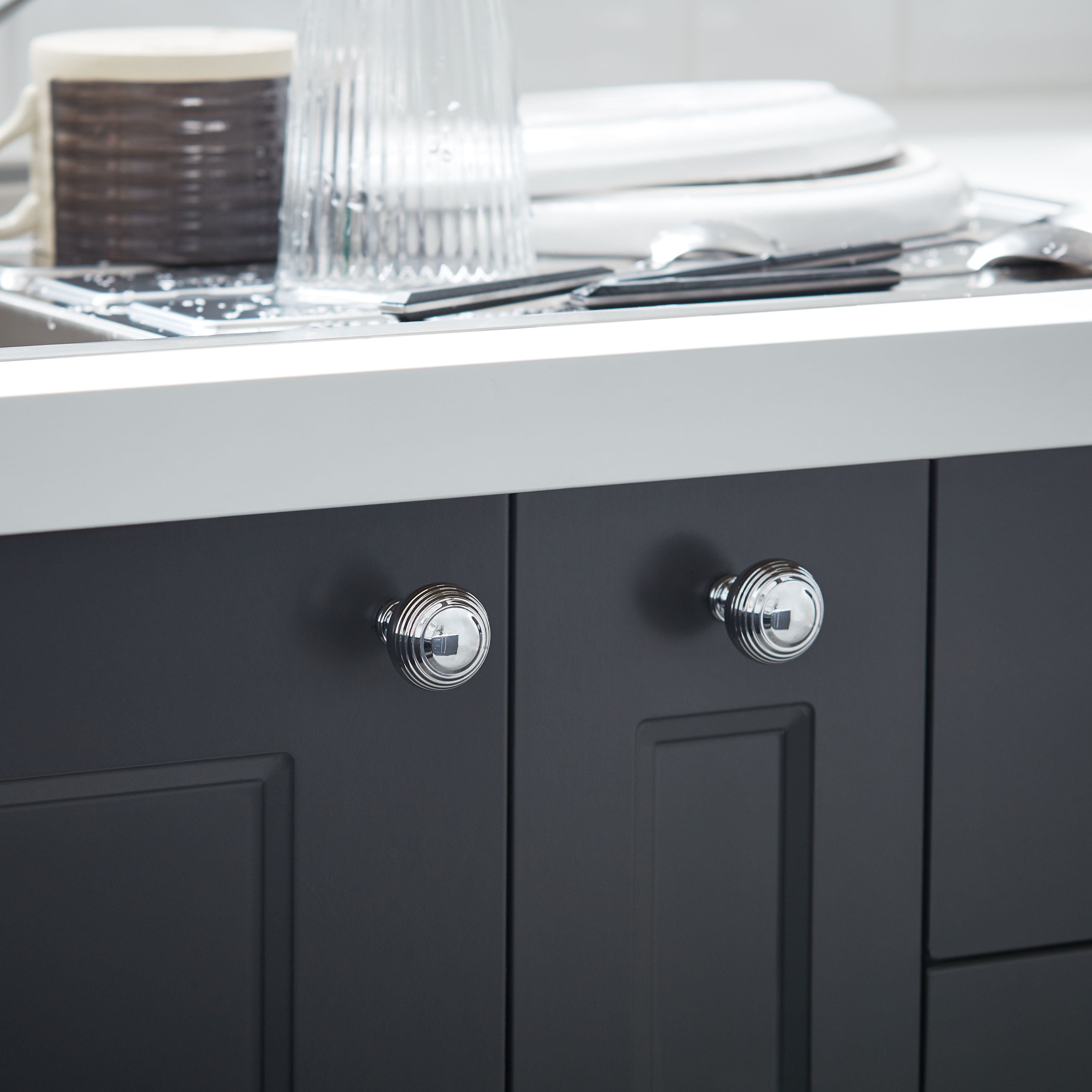 GoodHome Garni Chrome effect Kitchen cabinets Handle (L)3.2cm