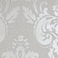 GoodHome Gavre Beige Damask Silver glitter effect Textured Wallpaper