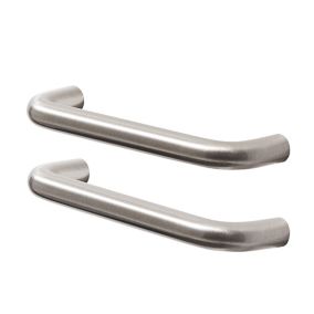 GoodHome Gen Brushed Silver Nickel effect D-shaped Kitchen cabinets Handle (L)106mm (H)10mm, Pack of 2