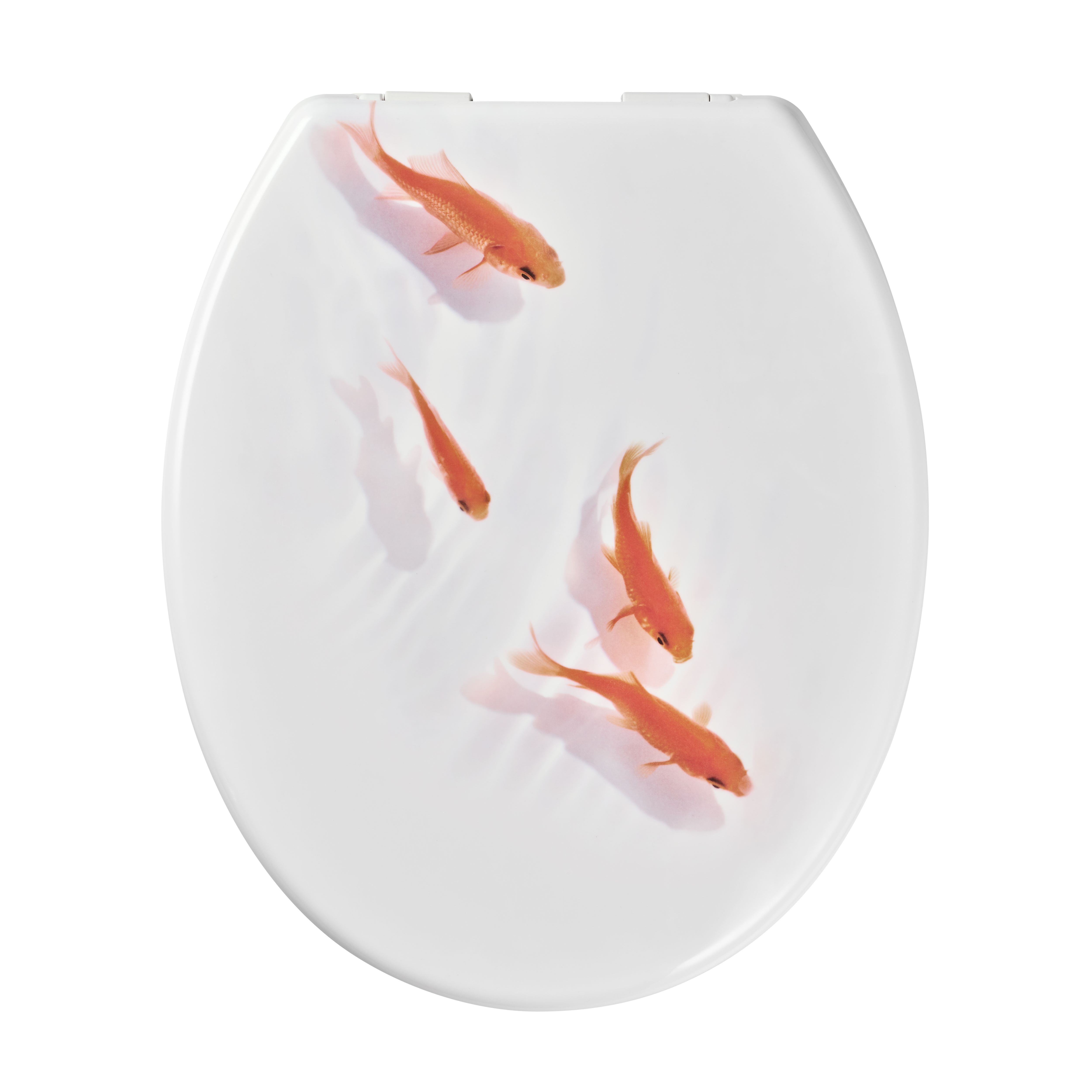 GoodHome Genoa Fish White & orange Standard Soft close Toilet seat