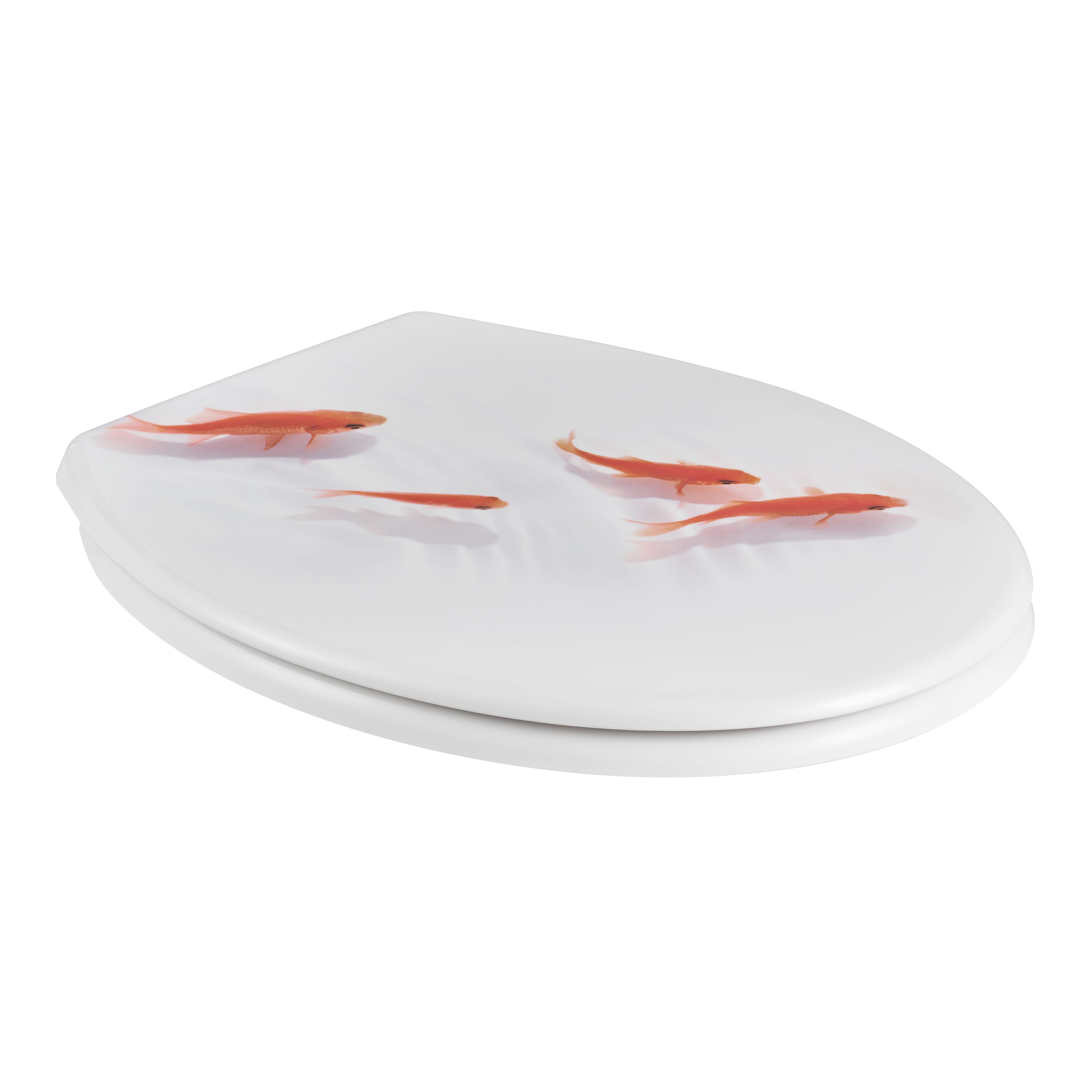GoodHome Genoa Fish White & orange Standard Soft close Toilet seat