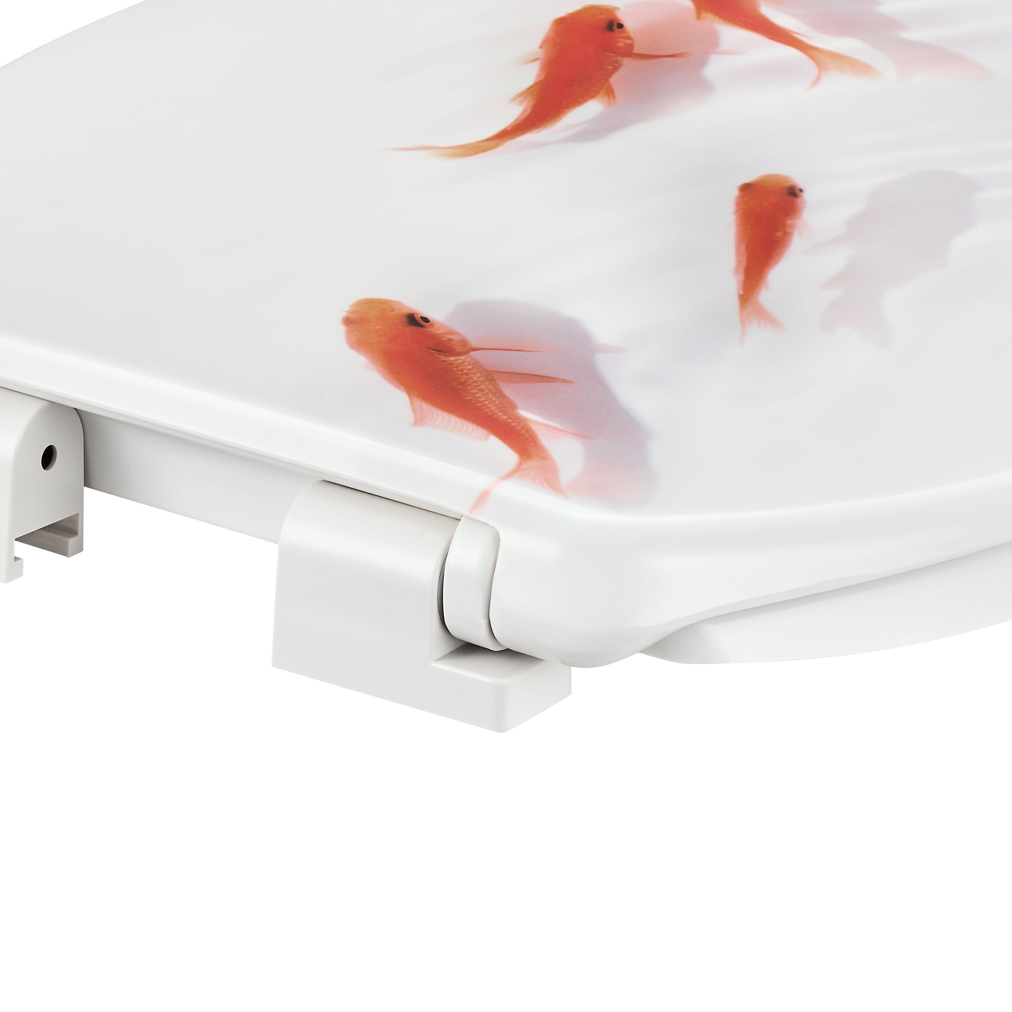 GoodHome Genoa Fish White & orange Standard Soft close Toilet seat