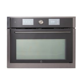 GoodHome GHCOM50 Built-in Compact Oven with microwave - Brushed black stainless steel effect