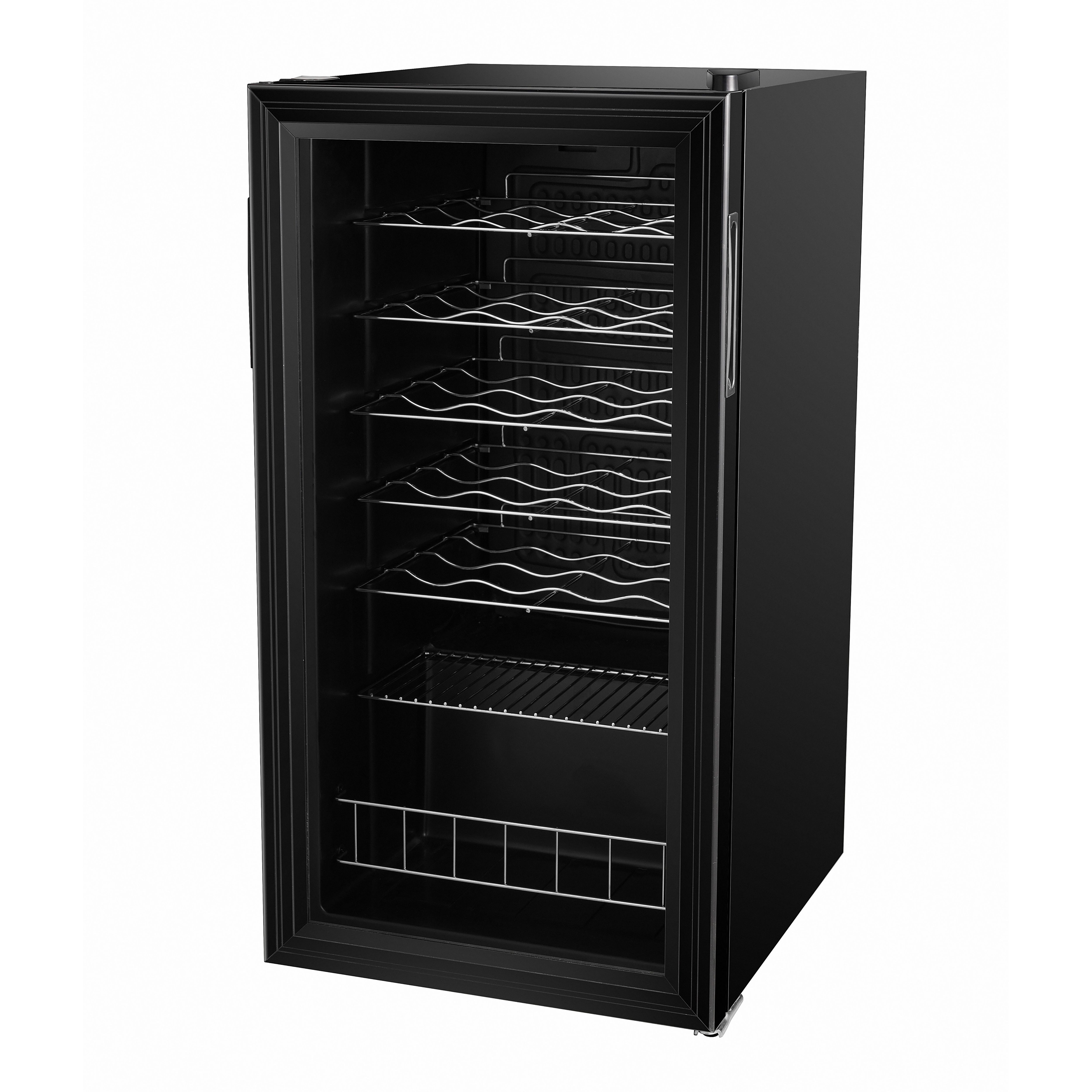 GoodHome GHFSWC25BUK Black glass effect 28 bottles Freestanding Drinks