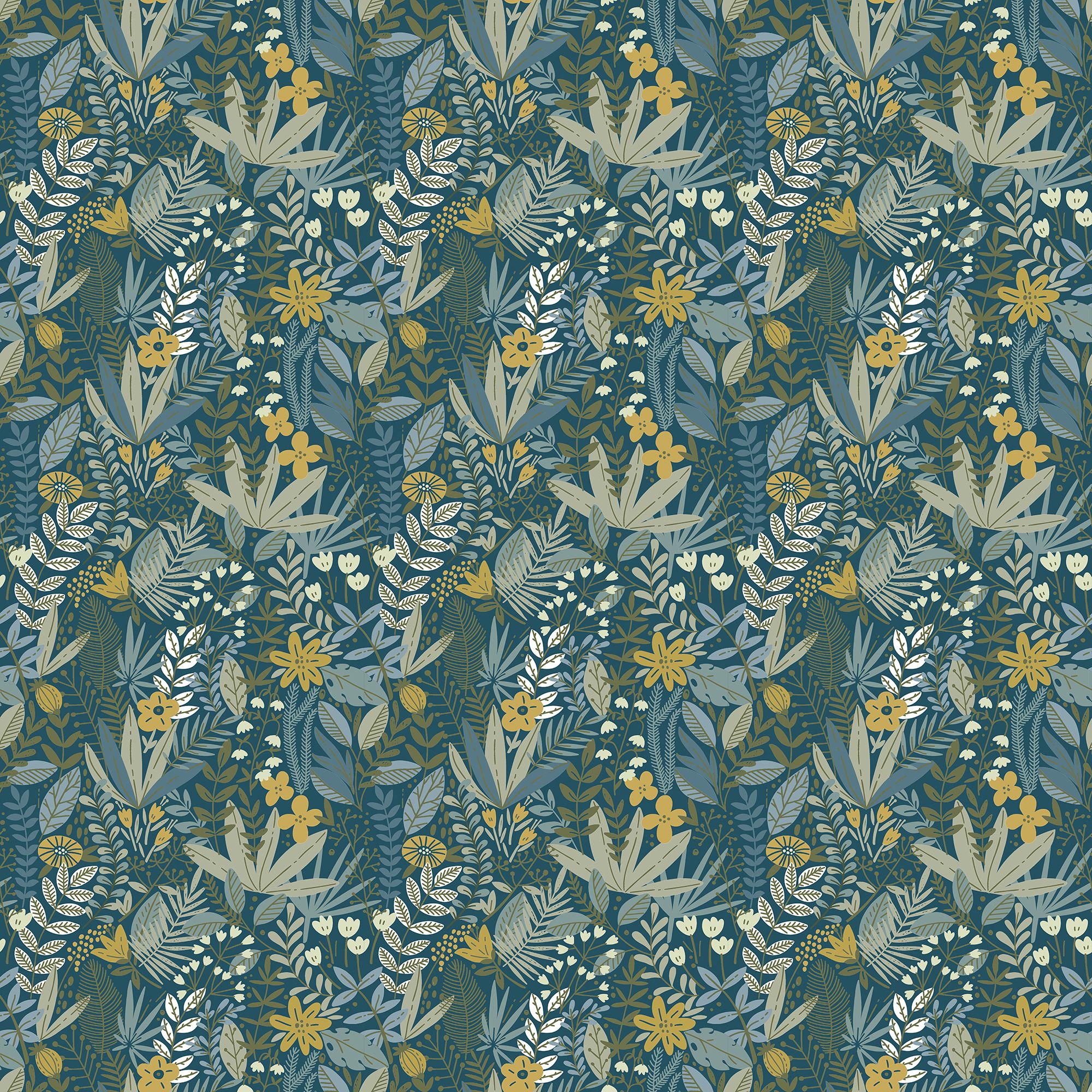 GoodHome Ghips Multicolour Naive leaves Textured Wallpaper