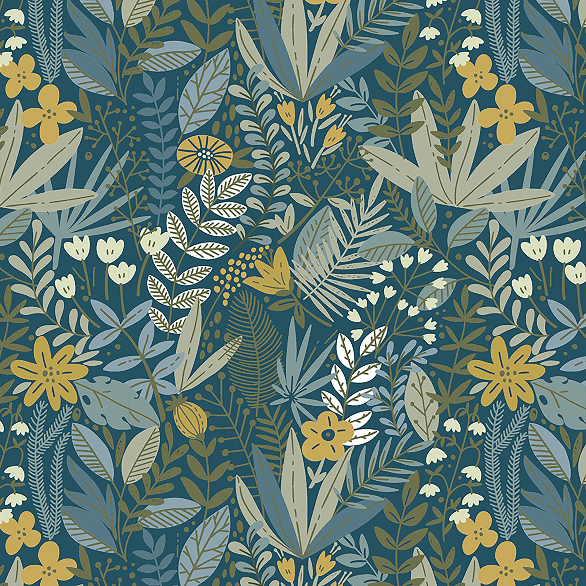 GoodHome Ghips Multicolour Naive leaves Textured Wallpaper