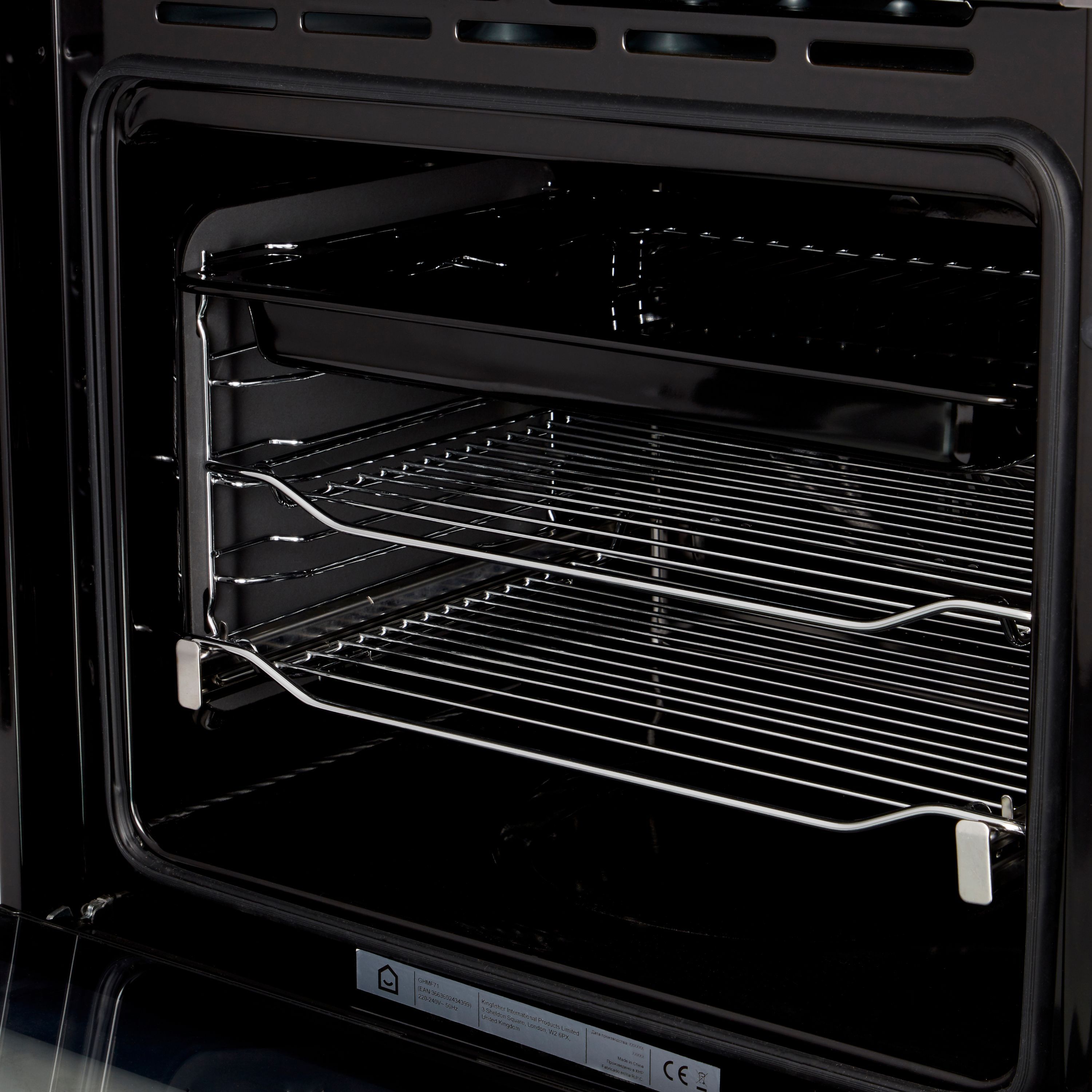 GoodHome GHMF71 Built-in Single Multifunction Oven - Brushed black stainless steel effect