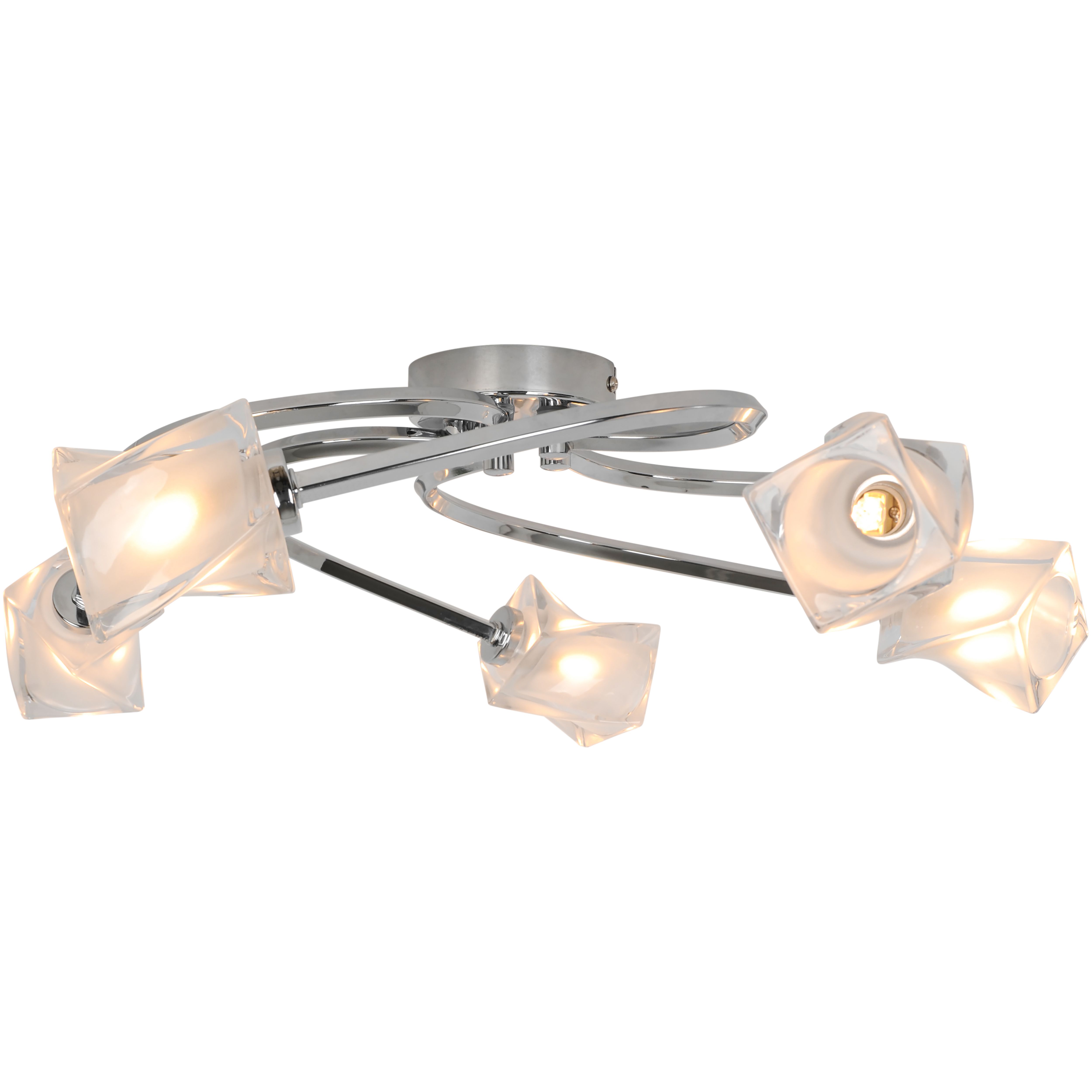 GoodHome Glacies Spiral Glass & metal Chrome effect 5 Lamp LED Ceiling light