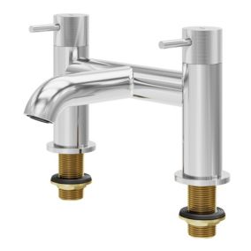 GoodHome Gloss Chrome effect Deck-mounted Manual Double Bath Filler Tap