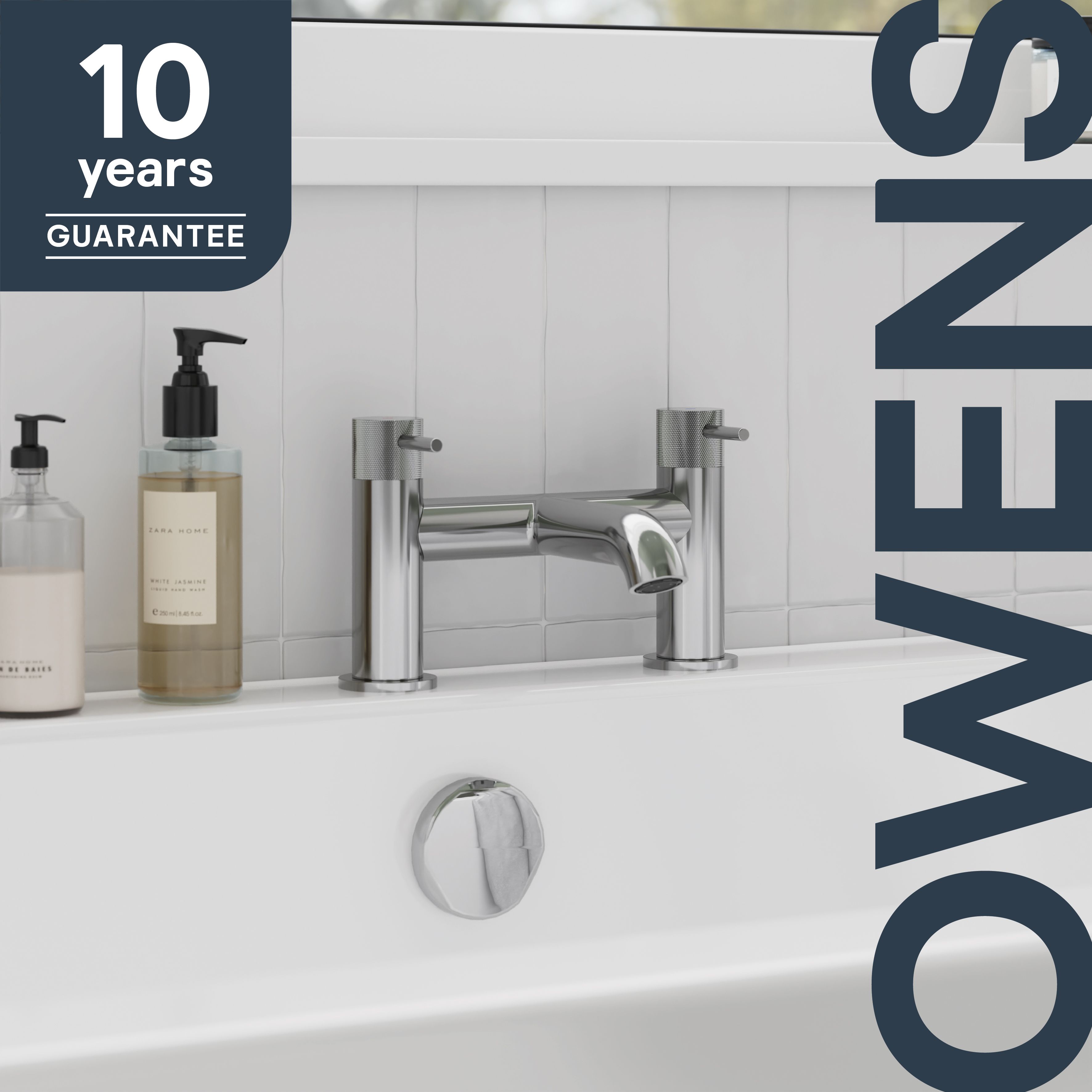 GoodHome Gloss Chrome effect Deck-mounted Manual Double Bath Filler Tap