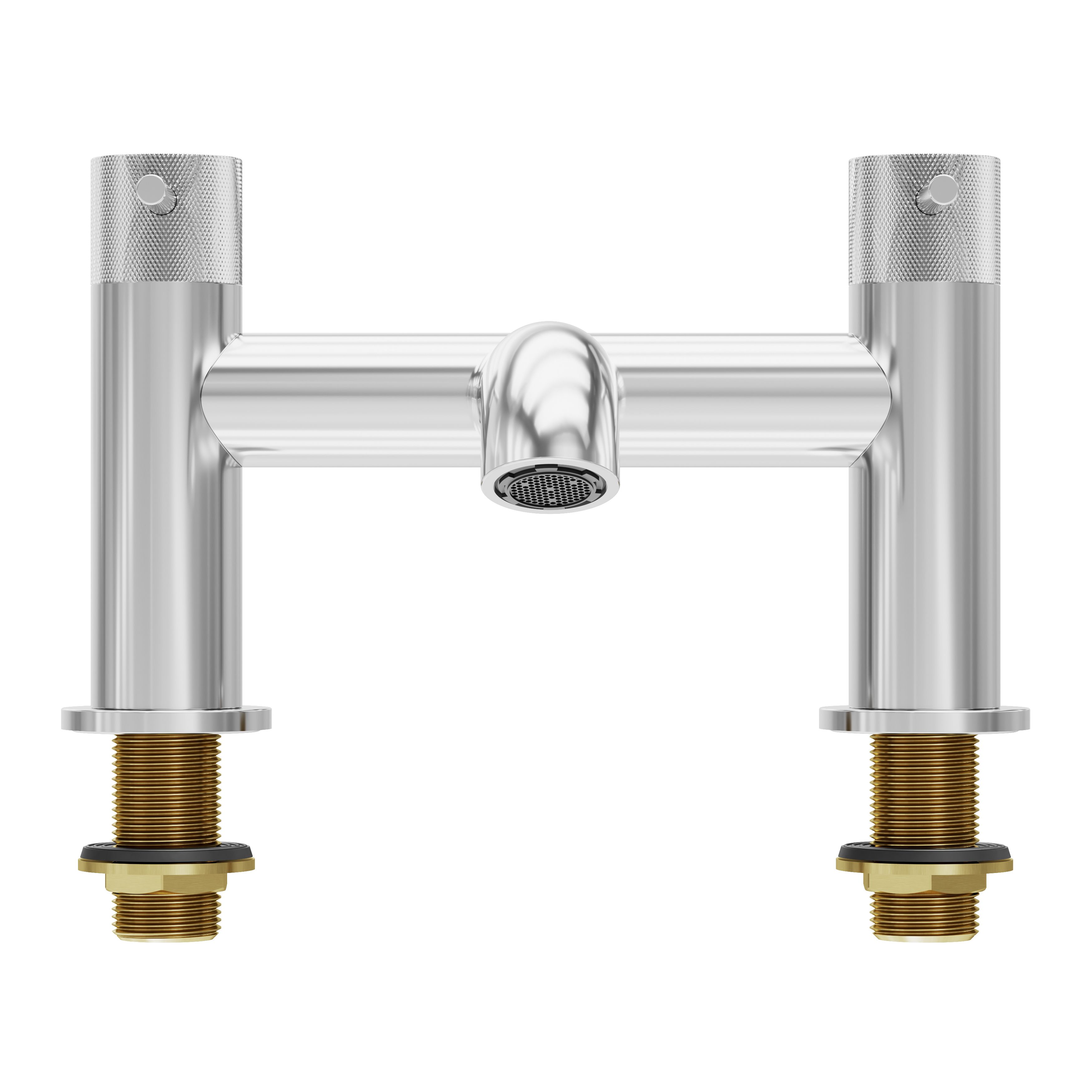GoodHome Gloss Chrome effect Deck-mounted Manual Double Bath Filler Tap