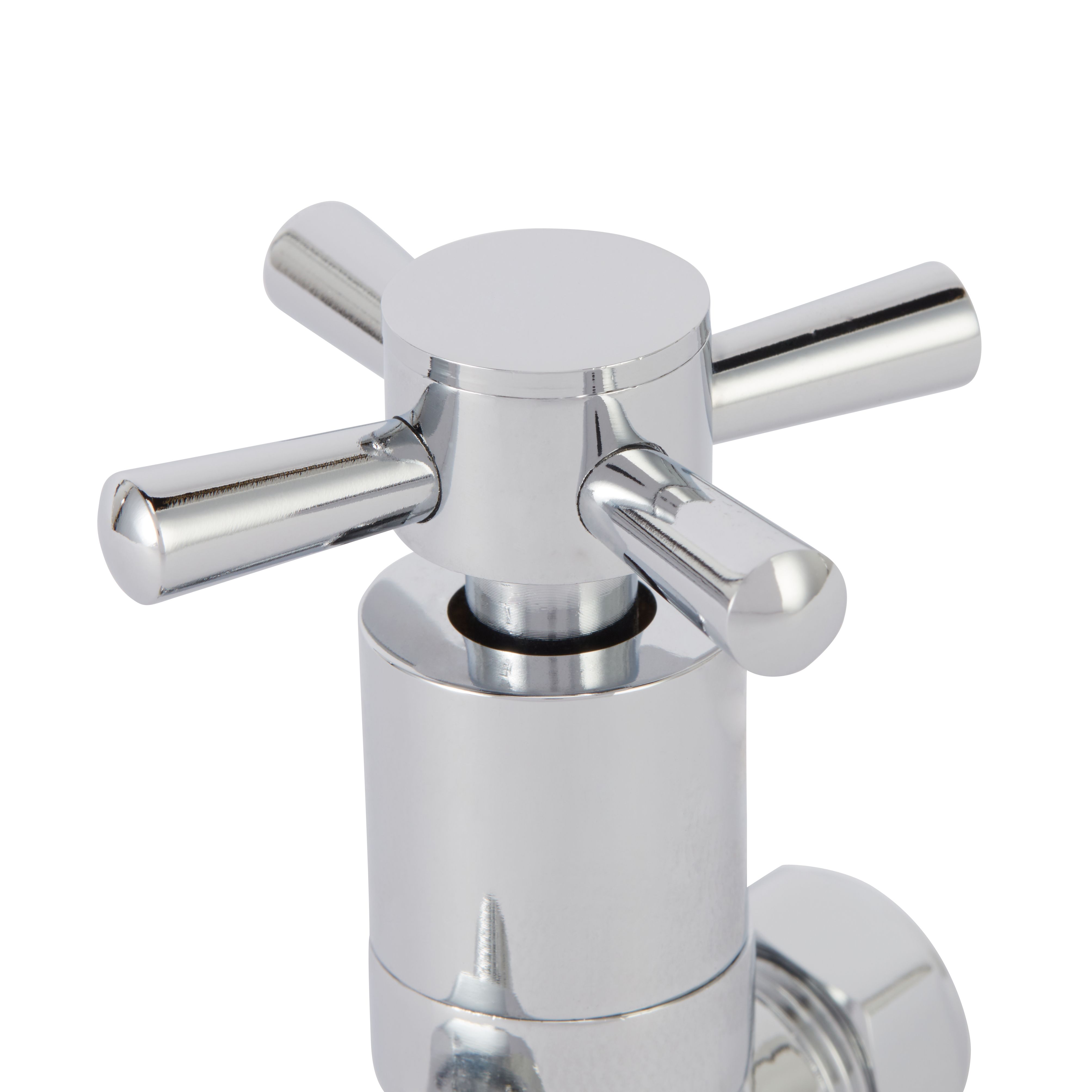 GoodHome Gloss chrome effect Straight Manual Radiator valve & lockshield (Dia)15mm x ½" (Dia) 15mm