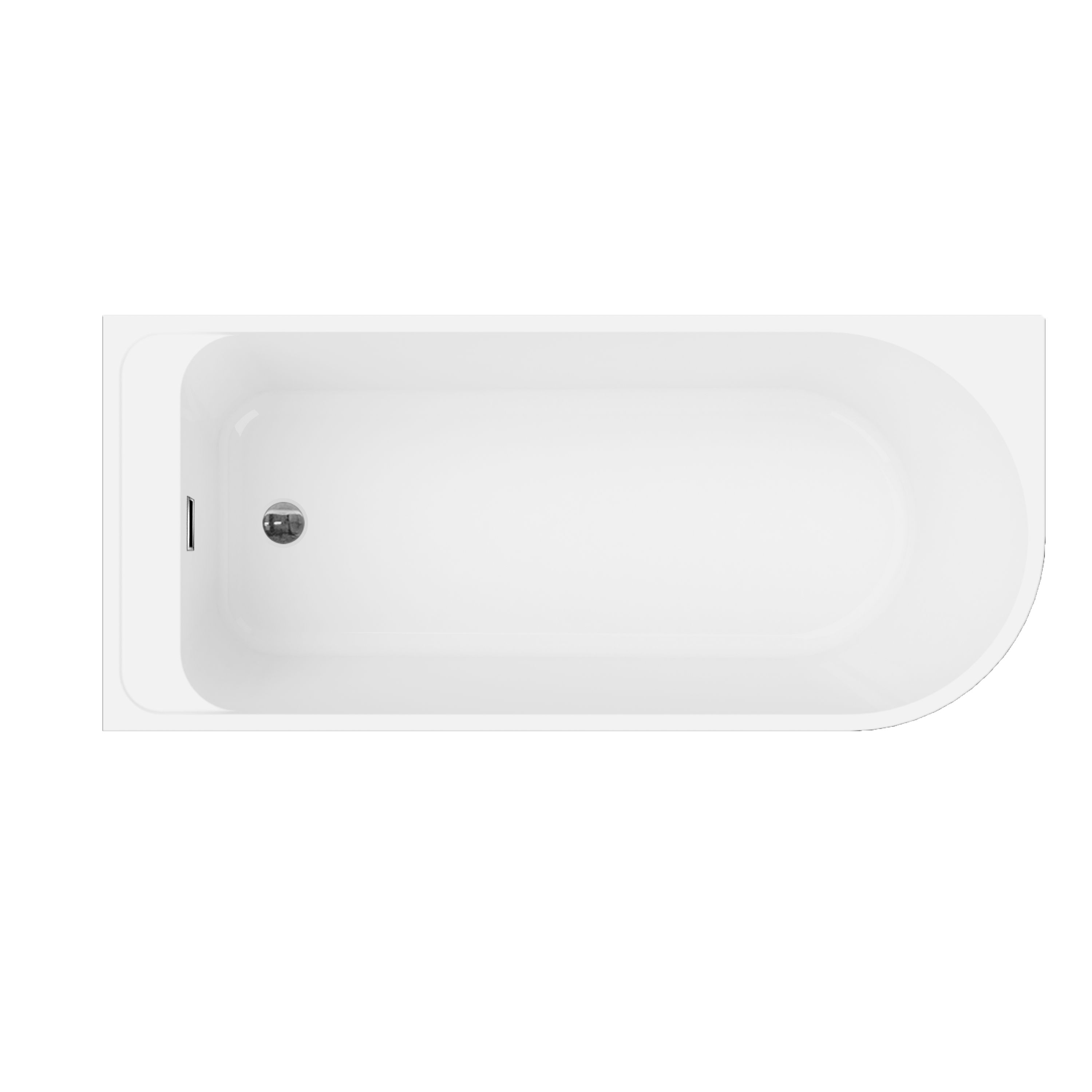 GoodHome Gloss White Back to wall Acrylic J-shaped Left-hand Bath (L)1700mm (W)750mm