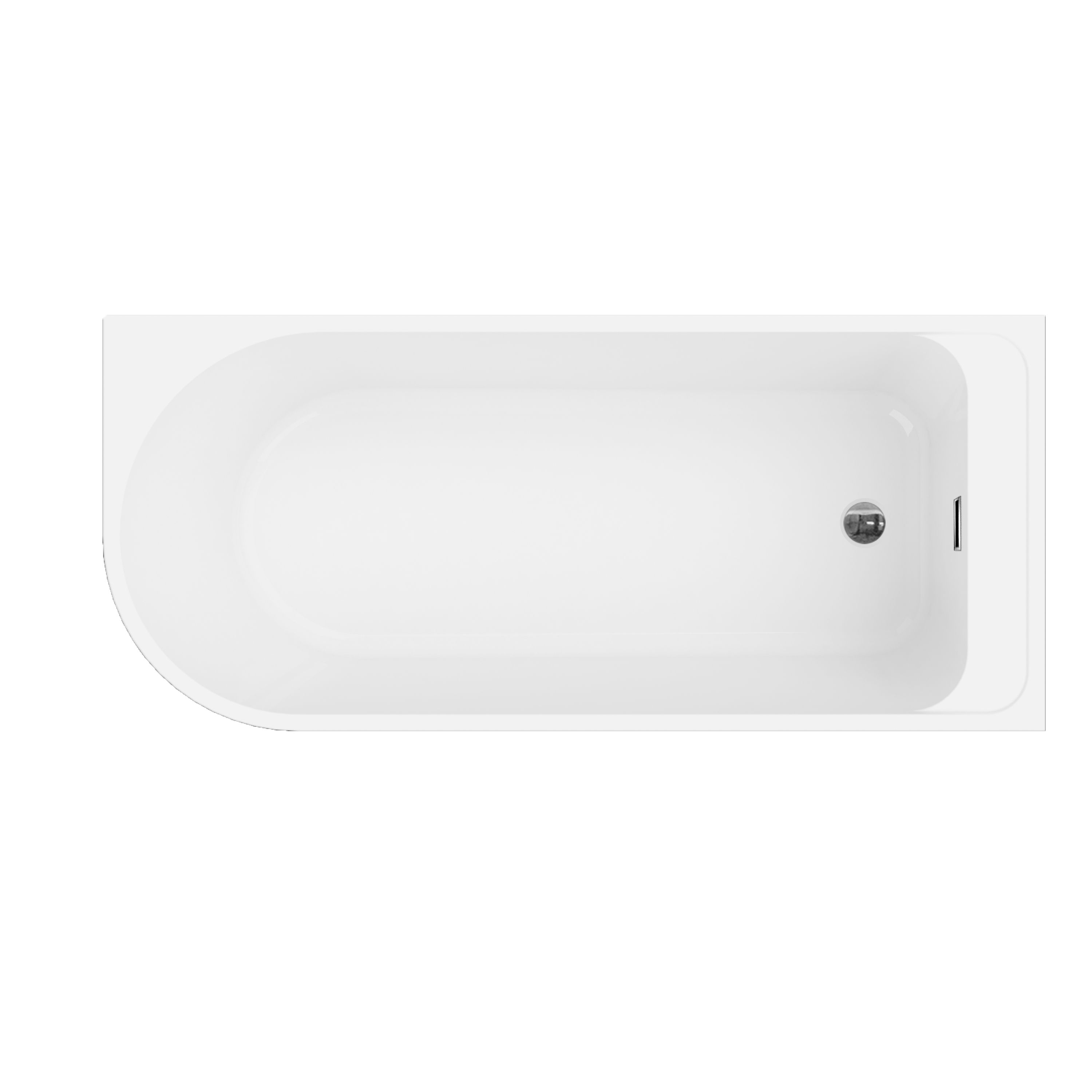 GoodHome Gloss White Back to wall Acrylic J-shaped Right-hand Bath (L)1700mm (W)750mm