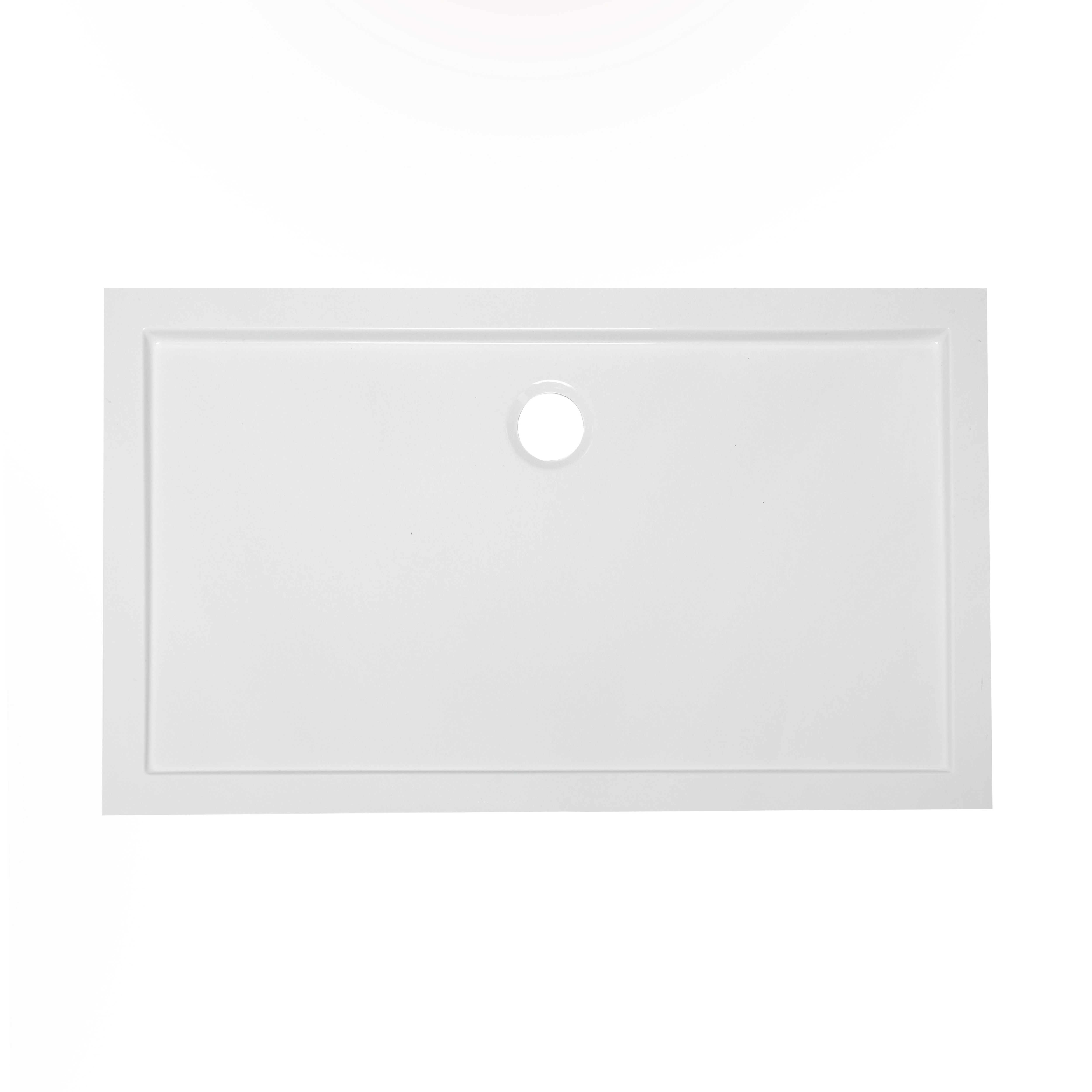 GoodHome Gloss White Rectangular Centre drain Shower tray (L)76cm (W)120cm (H)4cm