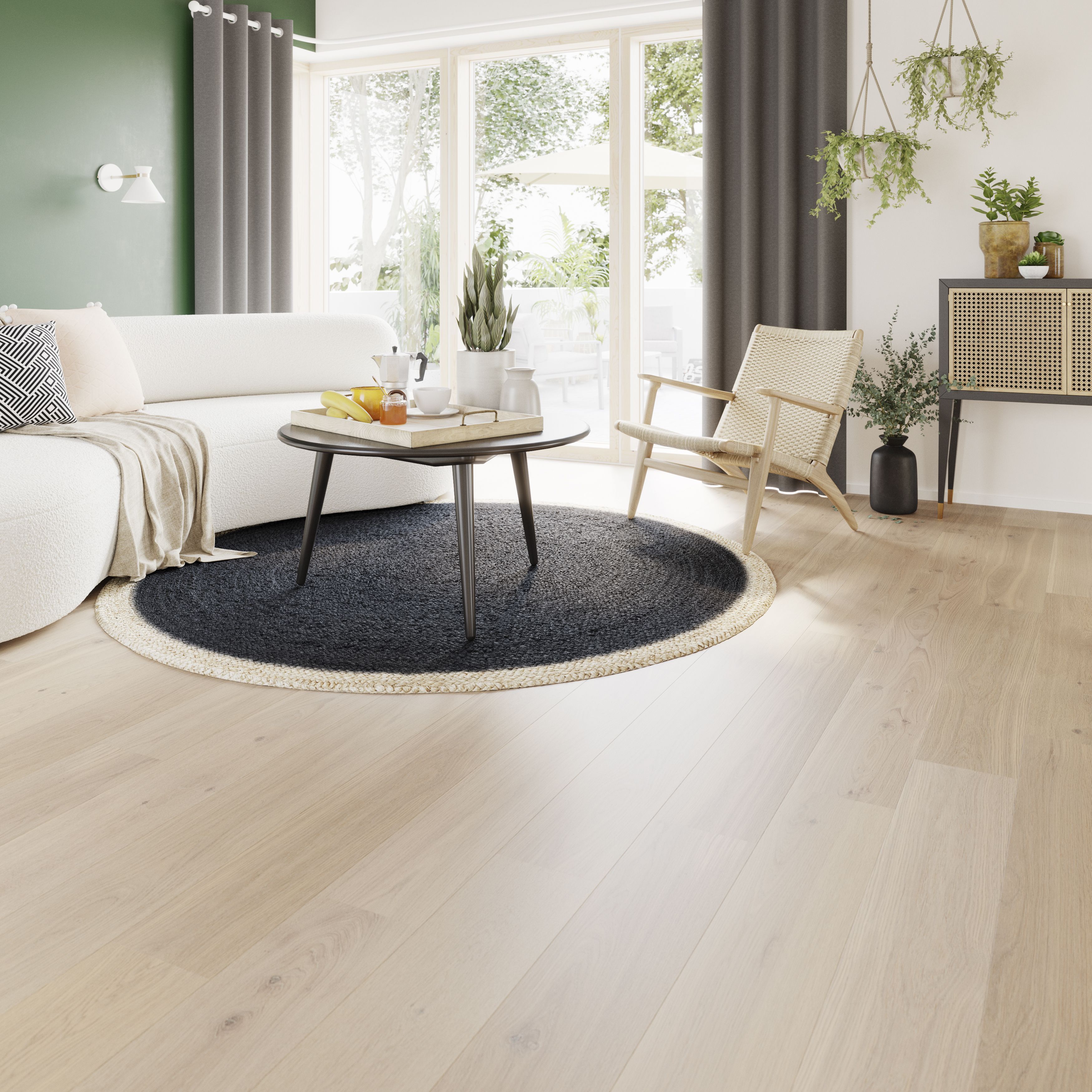 GoodHome Goodsir Natural Bleached wood effect Oak Engineered Real