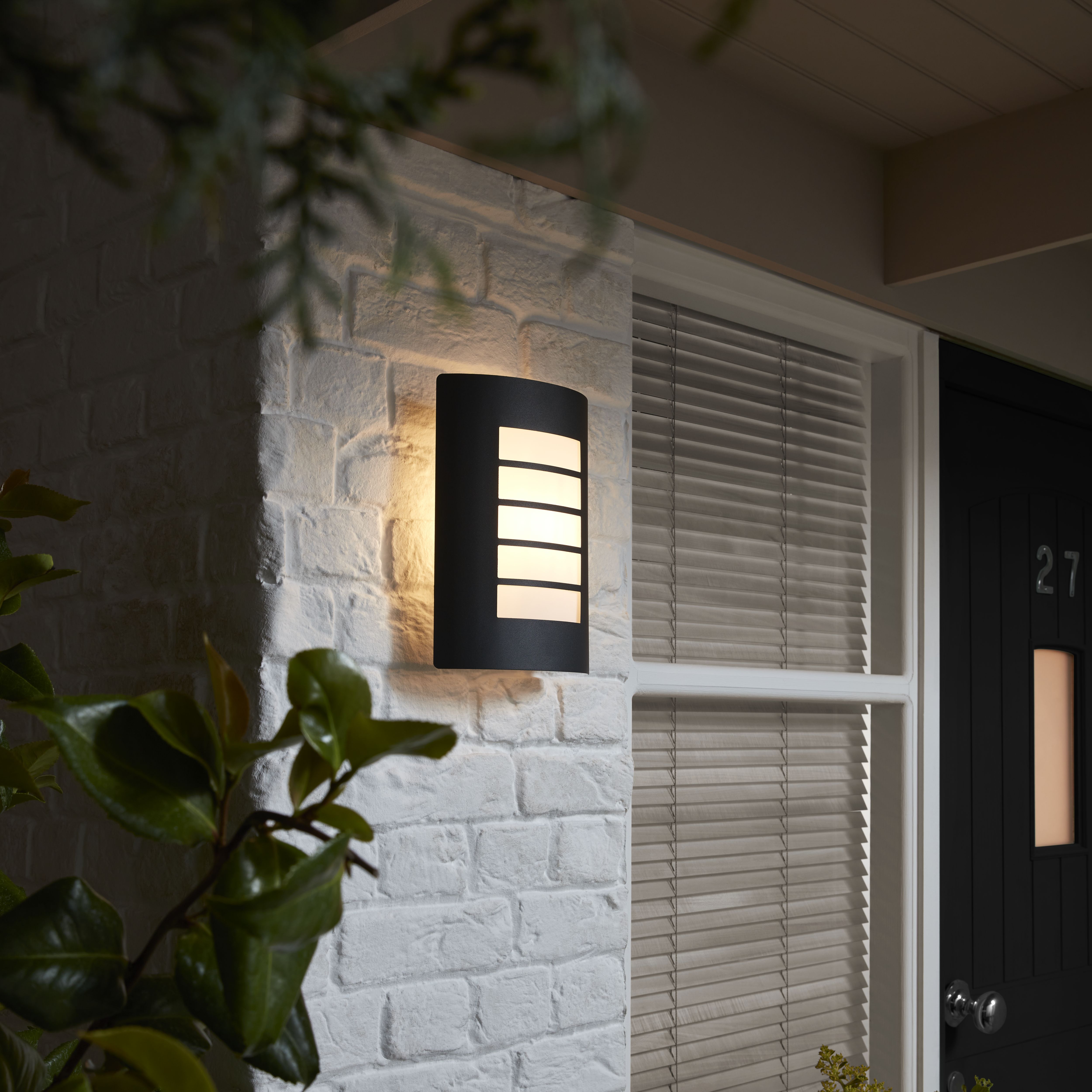 GoodHome Grandy Fixed Matt Dark Grey Mains-powered Outdoor Half wall light