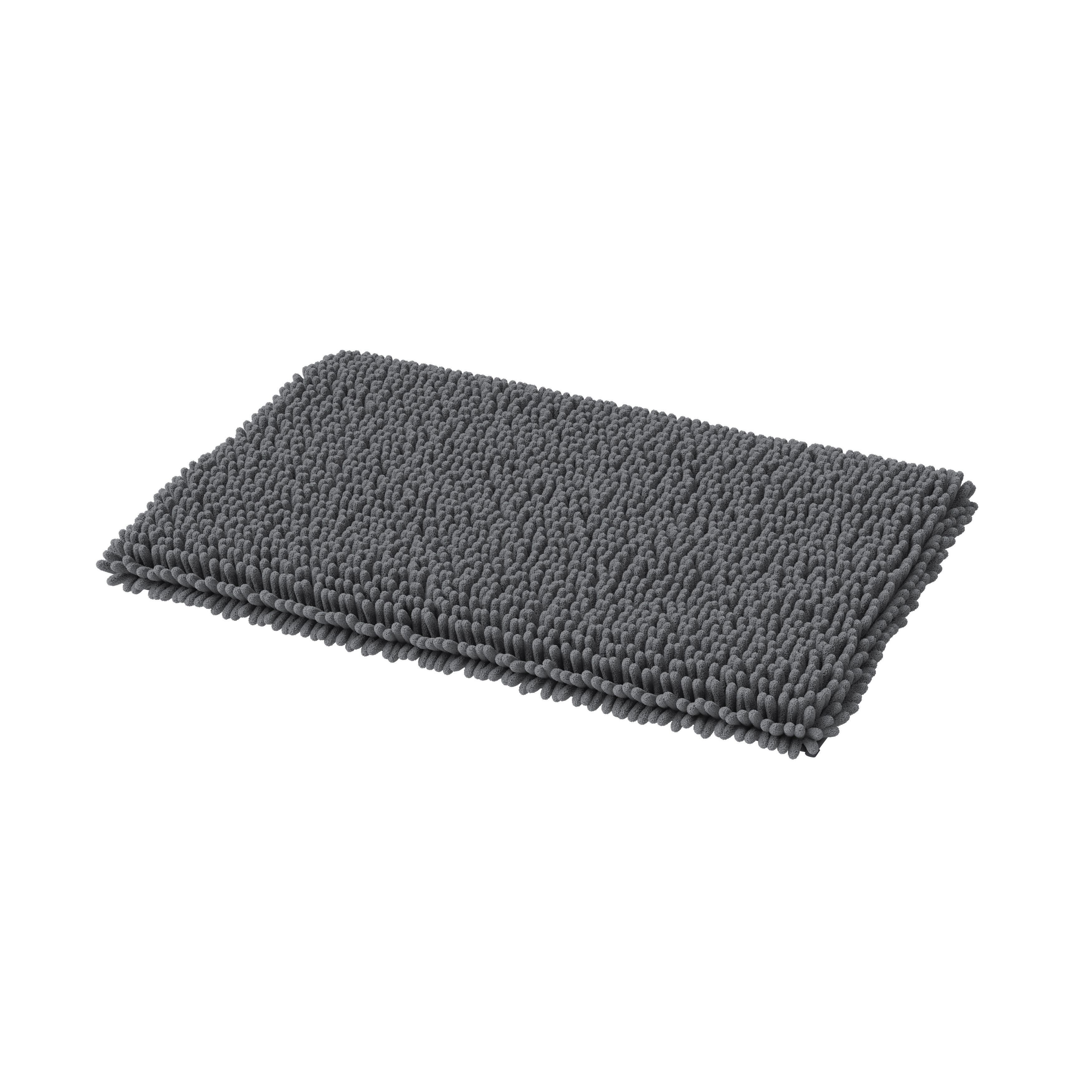 GoodHome Graphene Anthracite Polyester Anti-slip Bath mat (L)800mm (W)500mm
