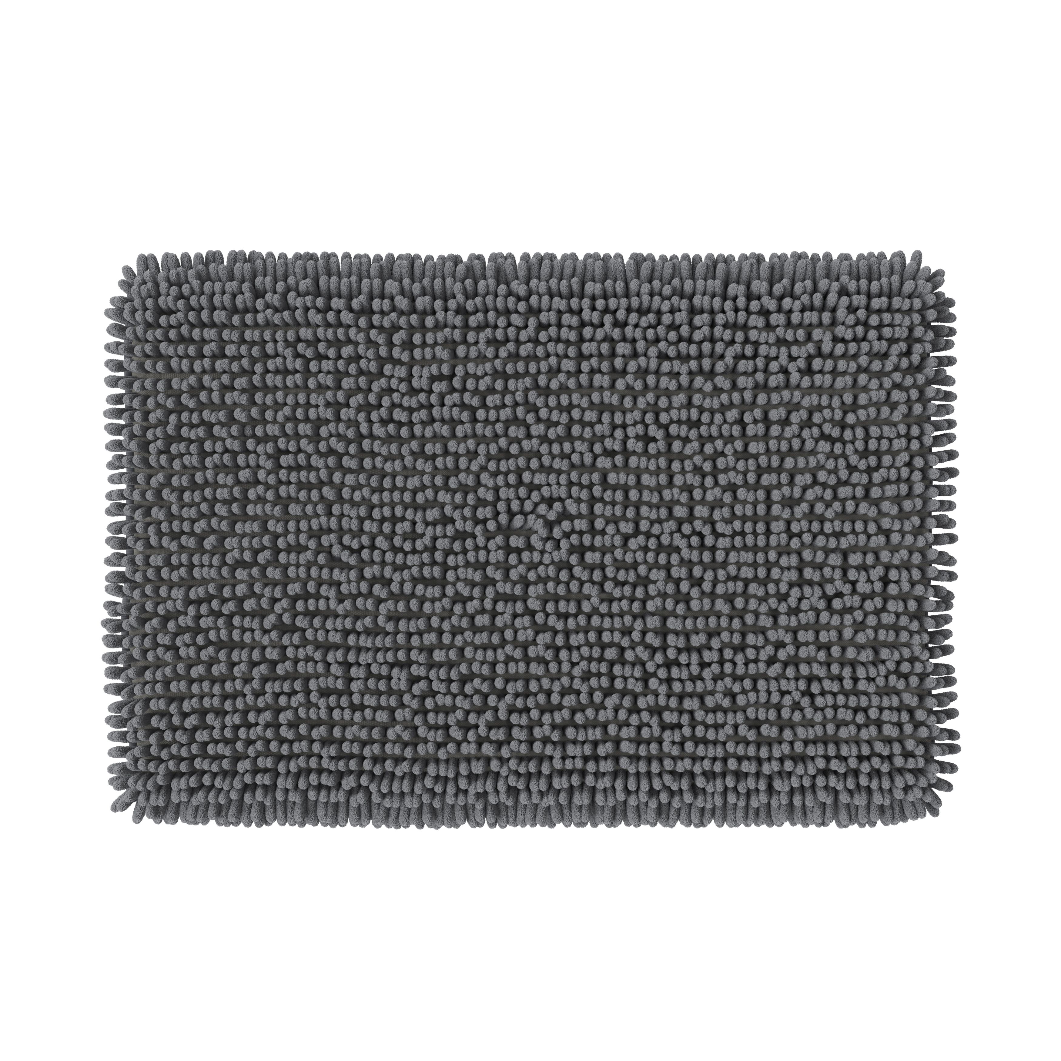 GoodHome Graphene Anthracite Polyester Anti-slip Bath mat (L)800mm (W)500mm