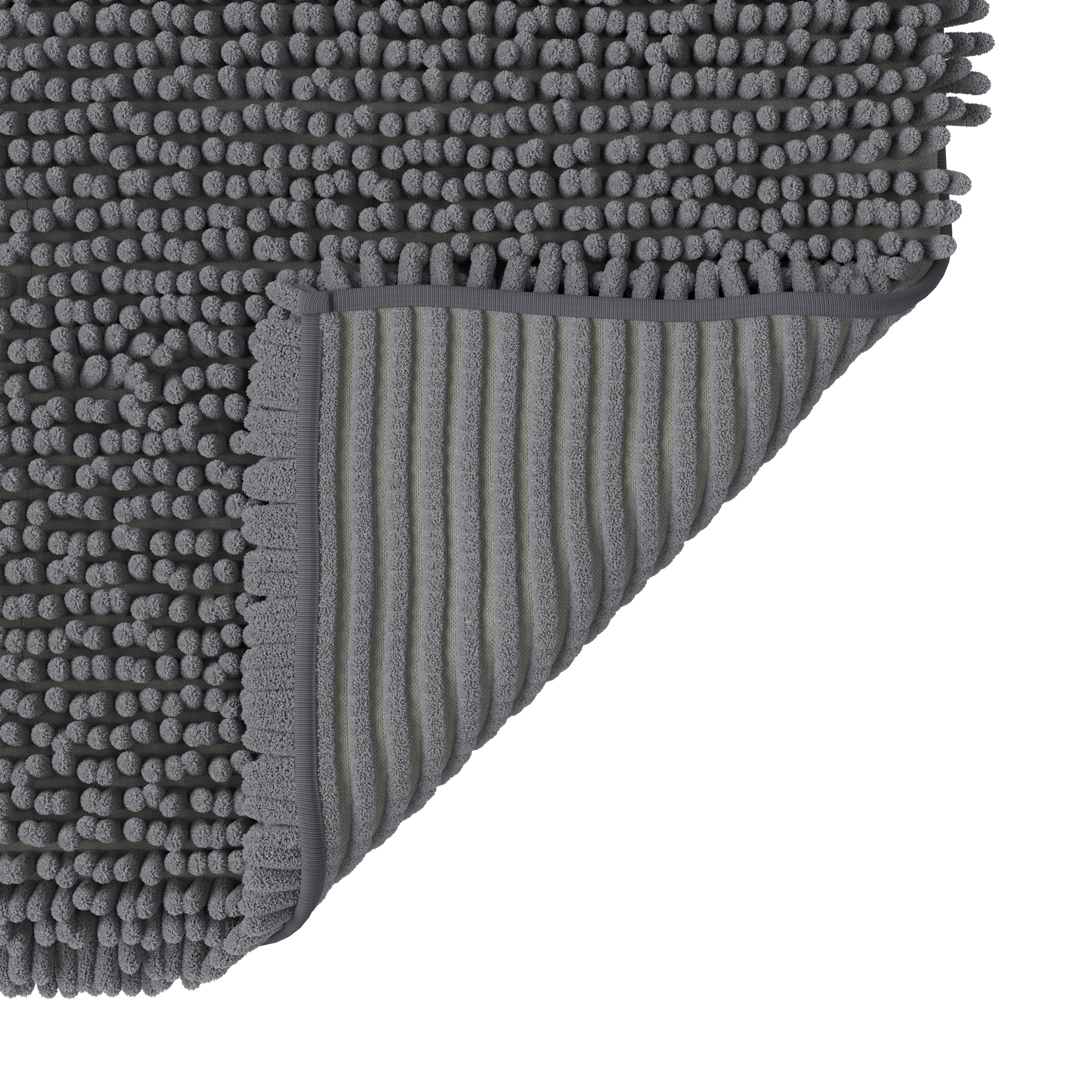 GoodHome Graphene Anthracite Polyester Anti-slip Bath mat (L)800mm (W)500mm