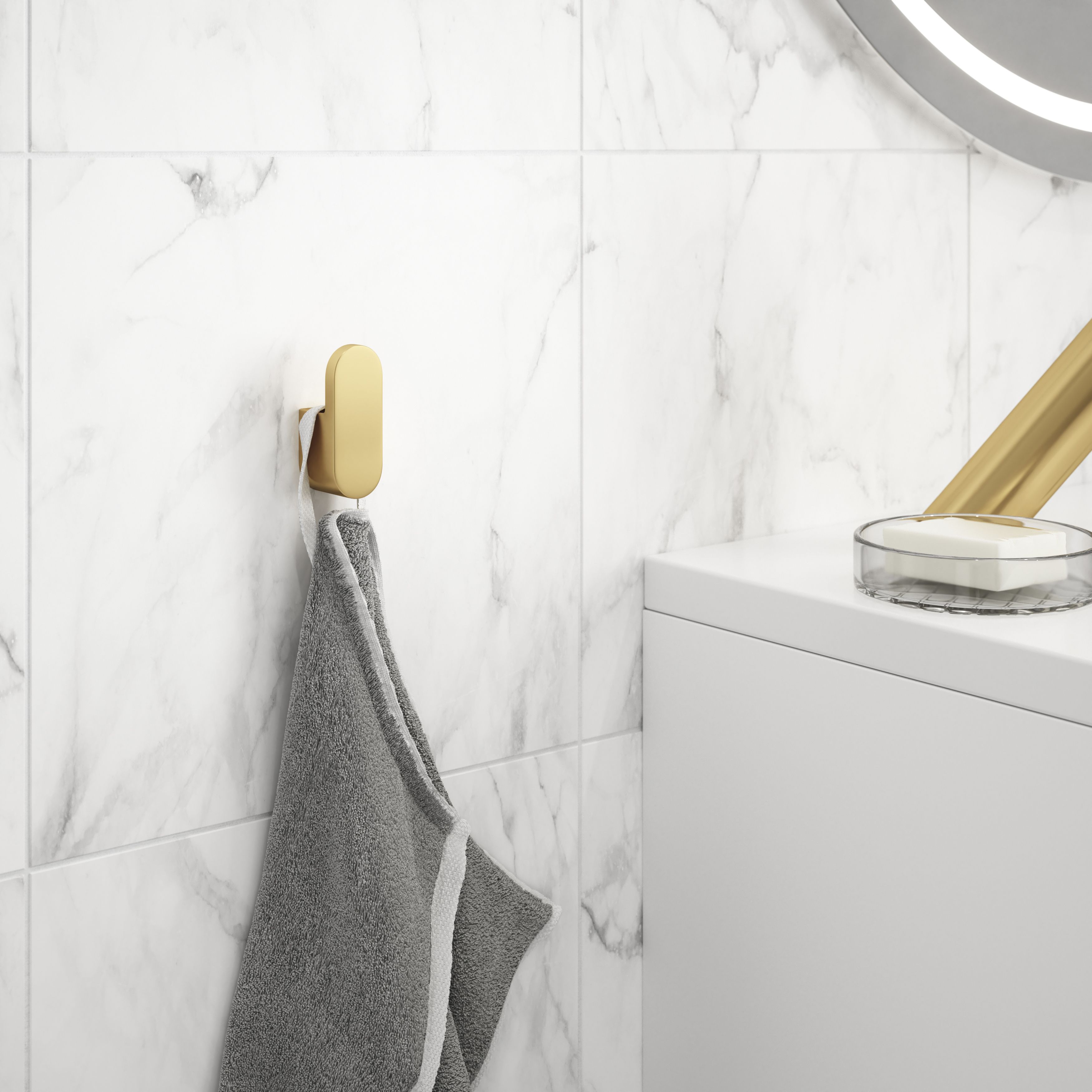 GoodHome Graphene Gold effect Zinc alloy Single Hook (Holds)1.5kg