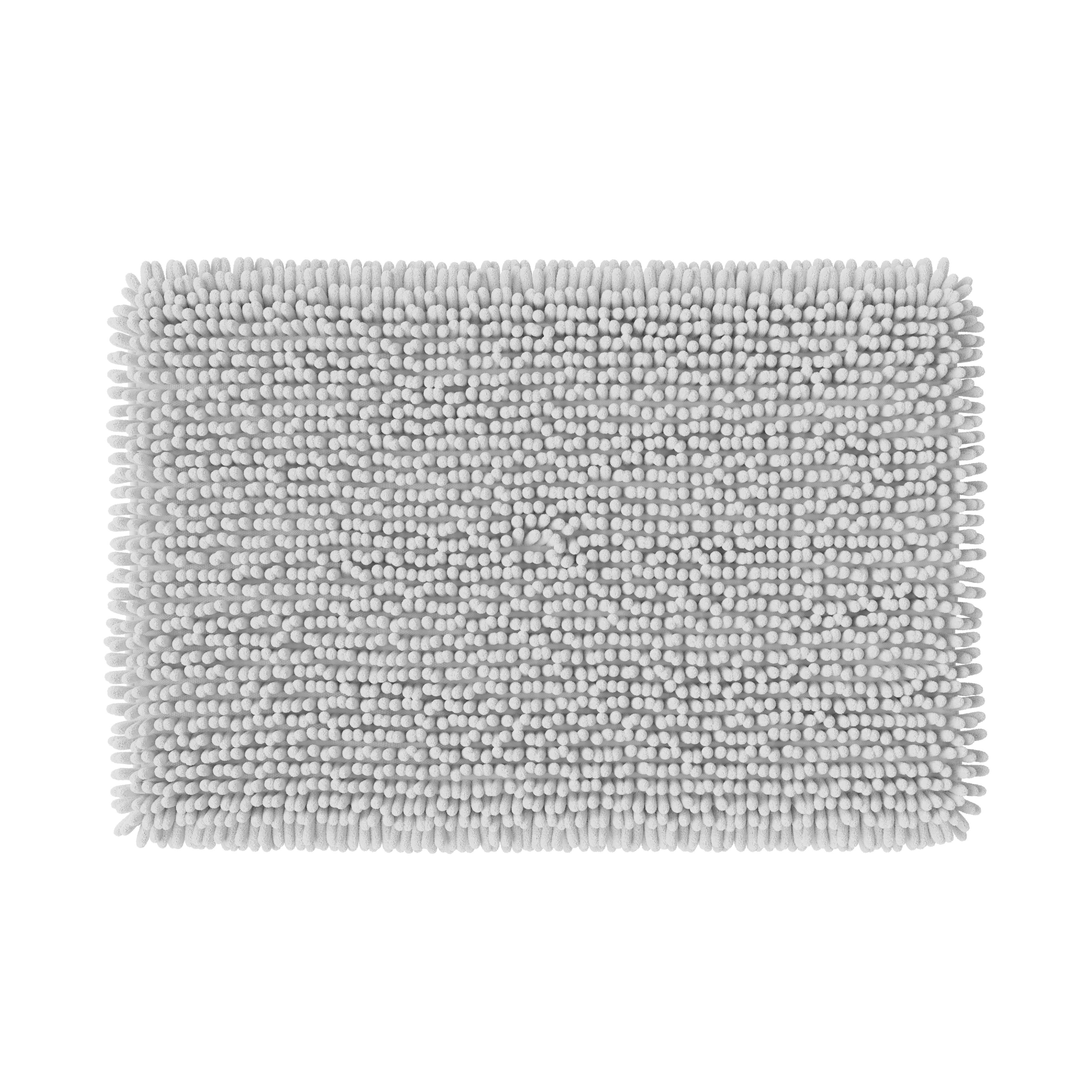 GoodHome Graphene White Polyester Anti-slip Bath mat (L)800mm (W)500mm