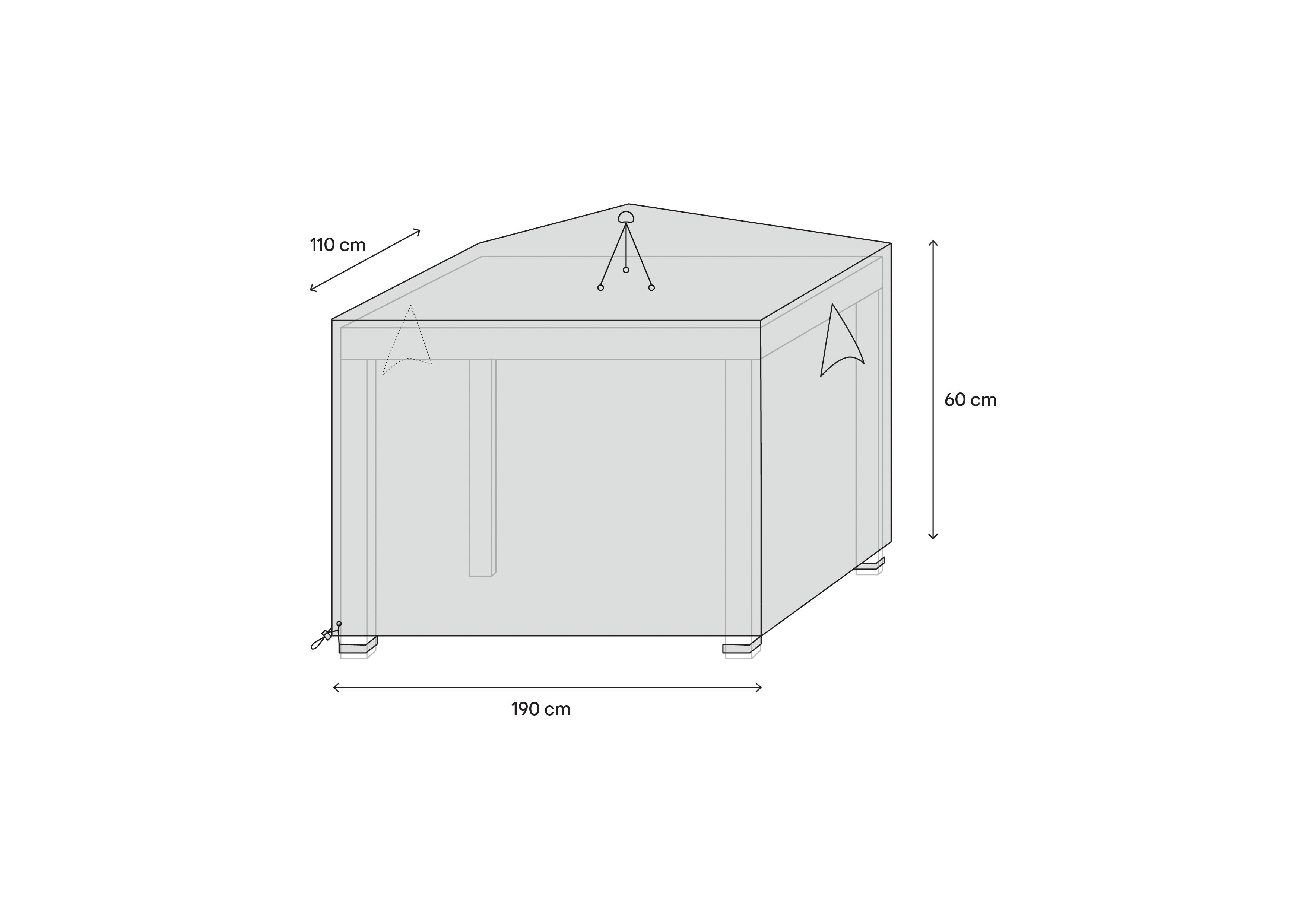 GoodHome Grey Rectangular Table cover 60cm(H) 110cm(W) 190cm (L)