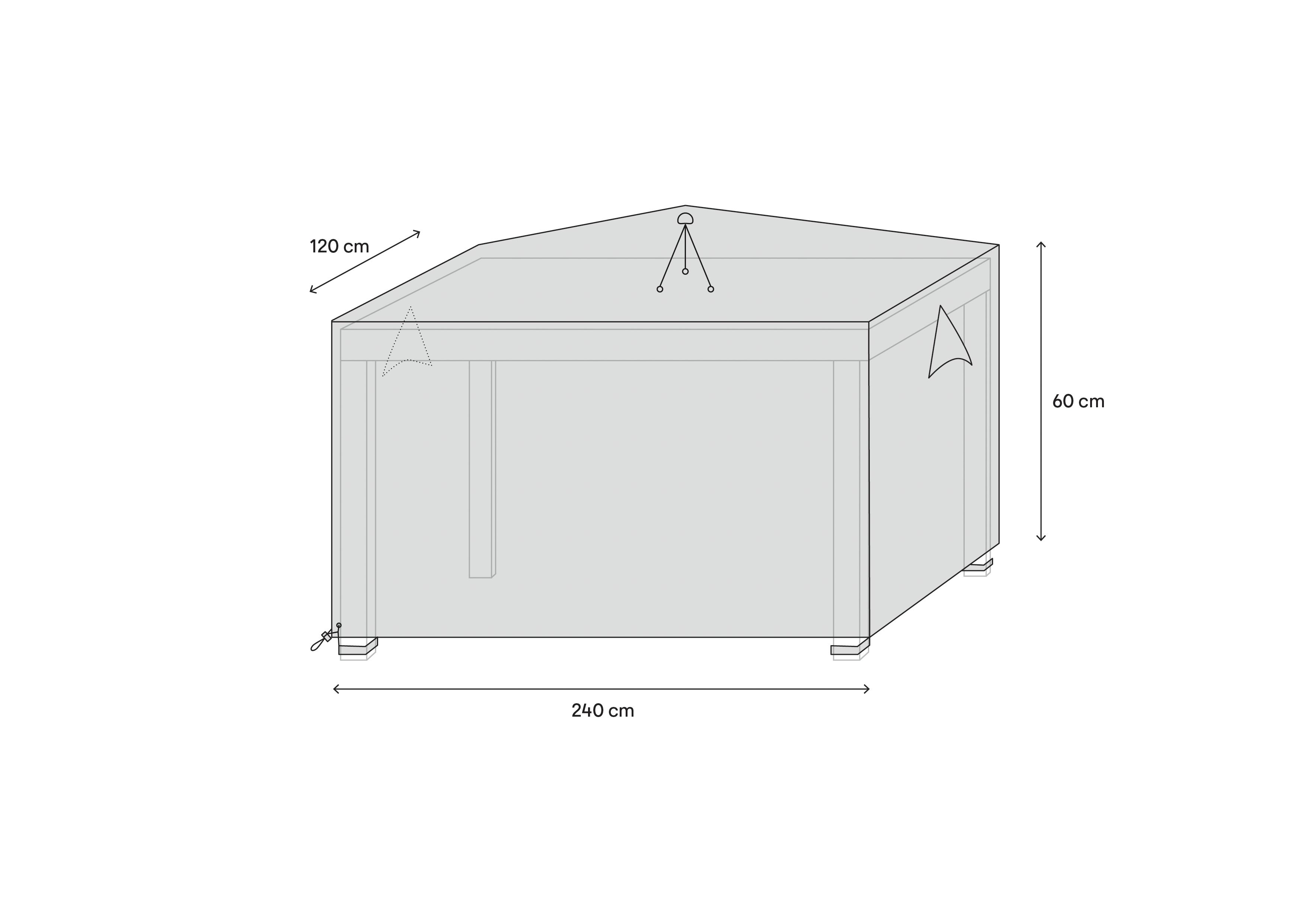 GoodHome Grey Rectangular Table cover 60cm (H) 120cm(W) 240cm (L)