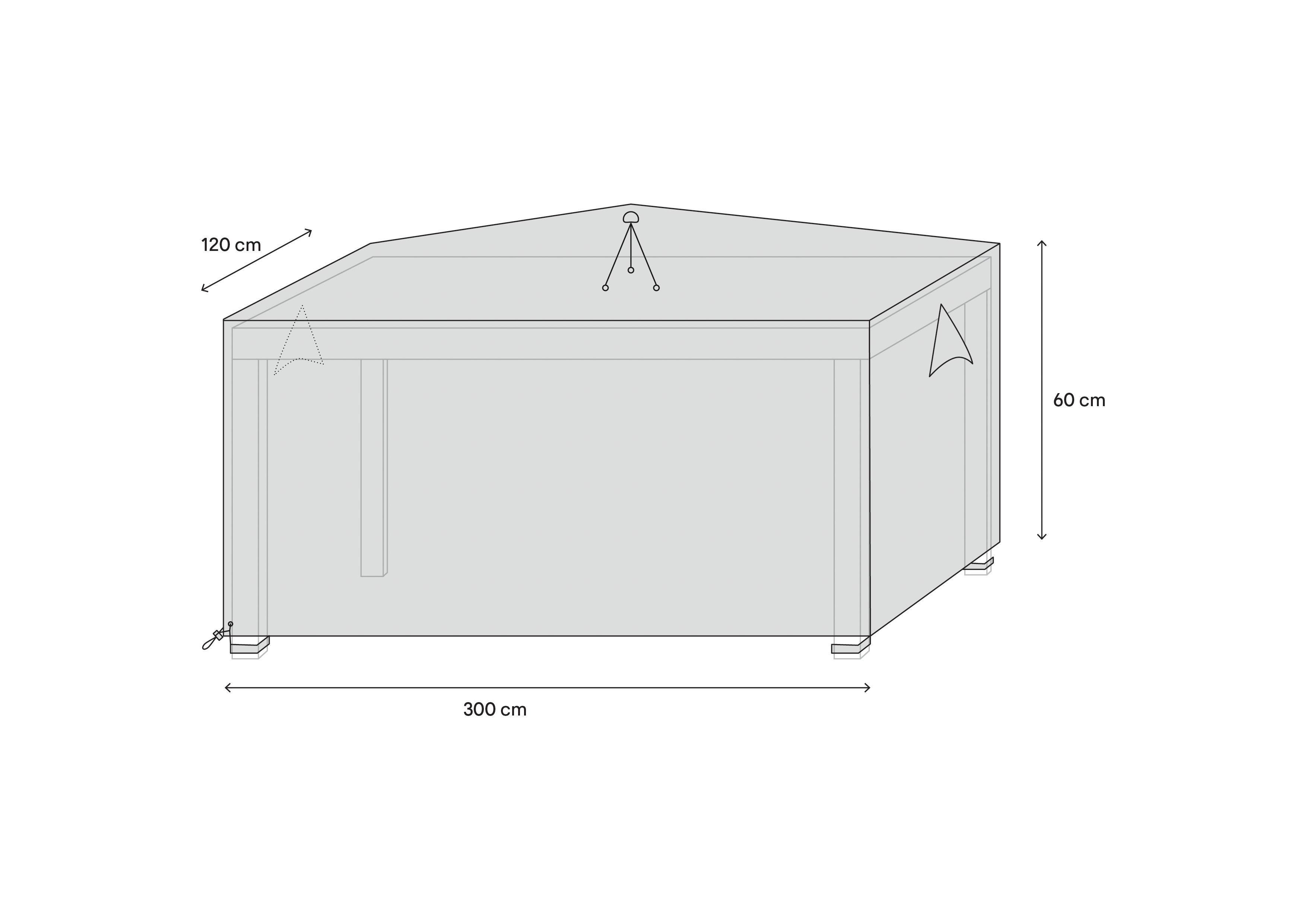 GoodHome Grey Rectangular Table cover 60cm(H) 120cm(W) 300cm (L)