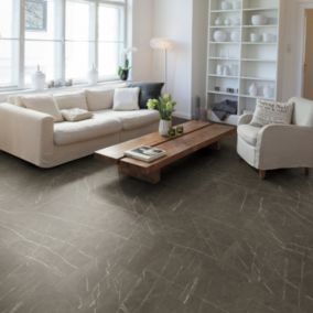 GoodHome Grey & White Marble Tile effect Laminate Flooring, 2.535m²