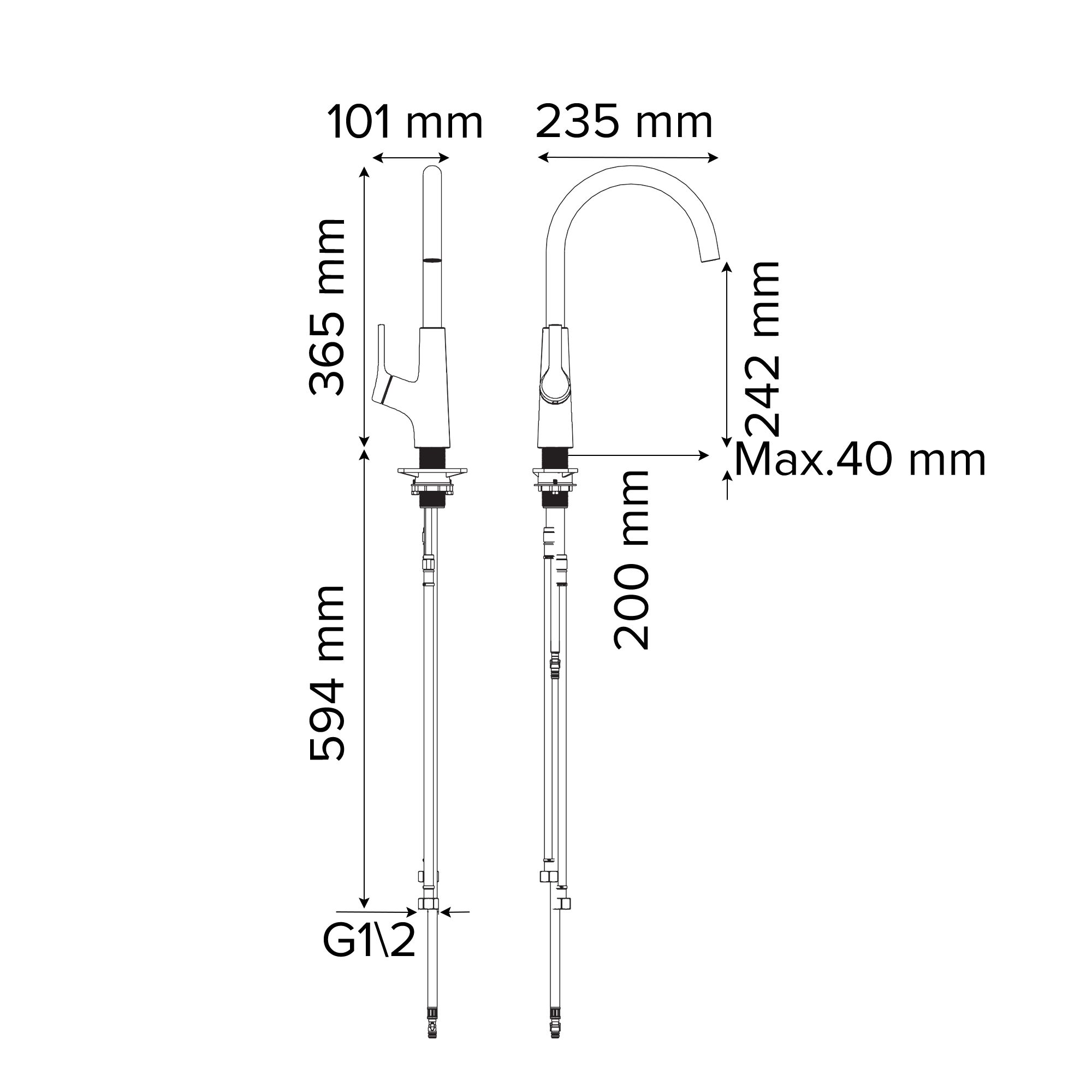 GoodHome Guntur Chrome-plated Kitchen Side lever Sensor Tap