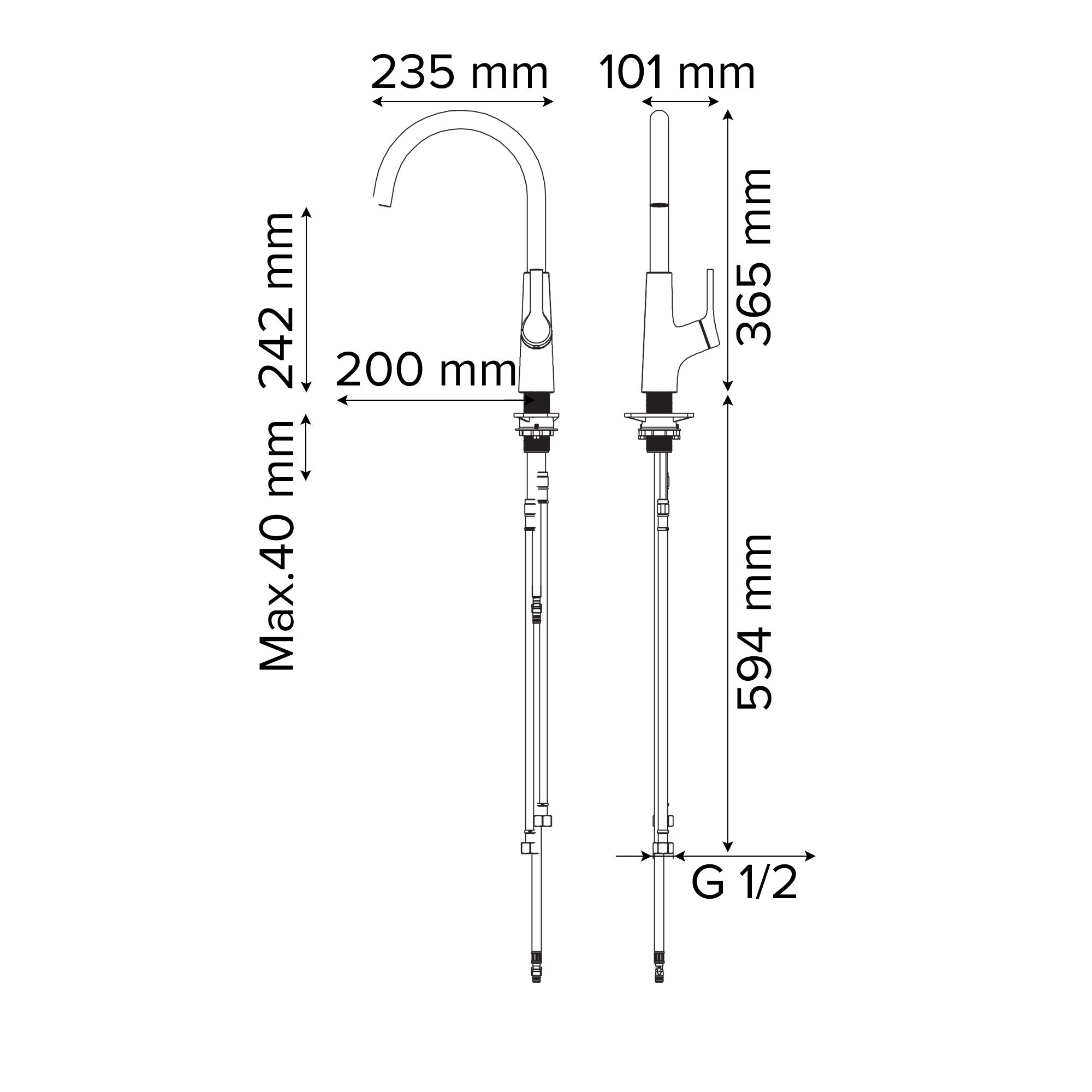 GoodHome Guntur Stainless steel effect Kitchen Side lever Sensor Tap