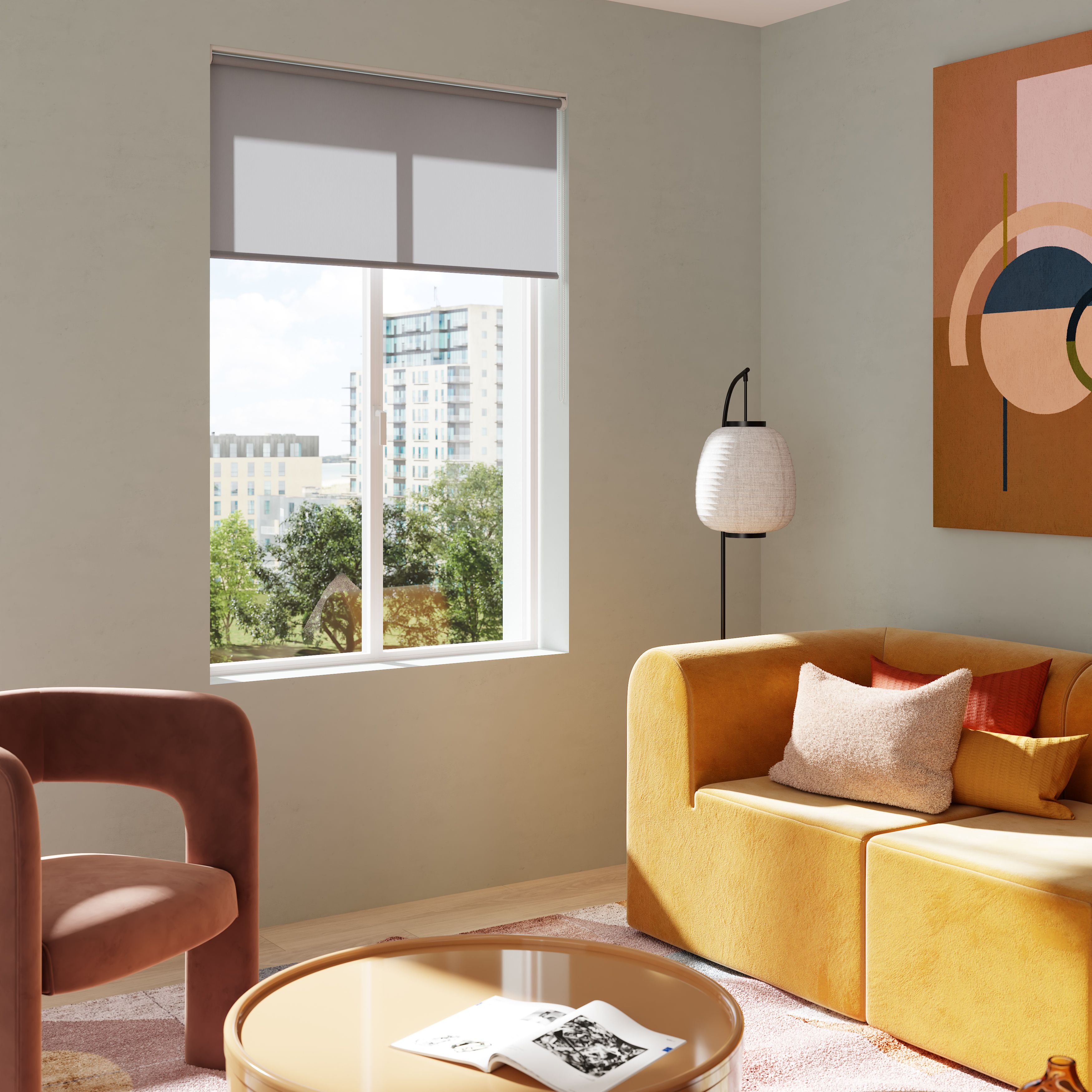 GoodHome Halo Corded Concrete grey Daylight Roller Blind (W)120cm (L)180cm