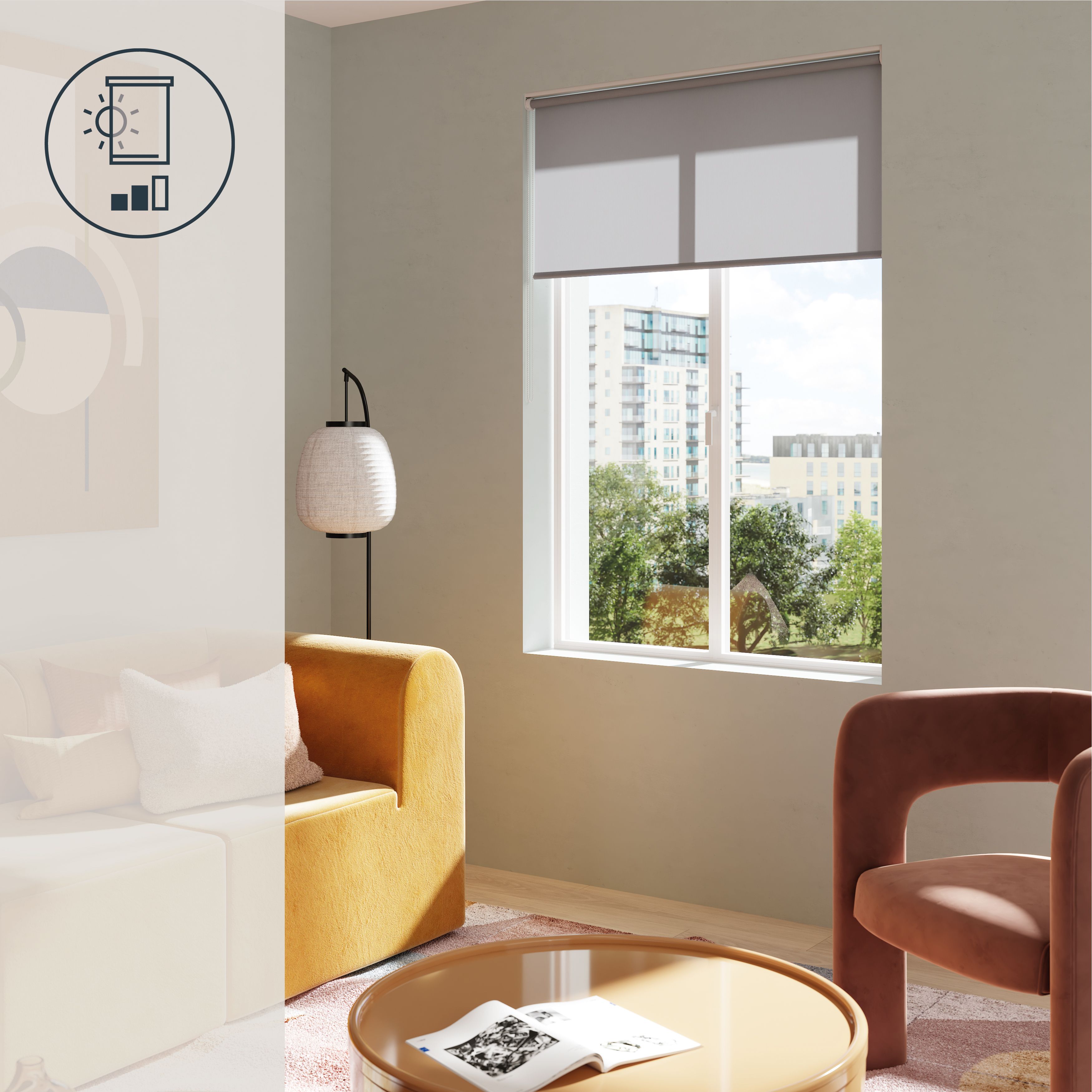 GoodHome Halo Corded Concrete grey Daylight Roller Blind (W)120cm (L)180cm