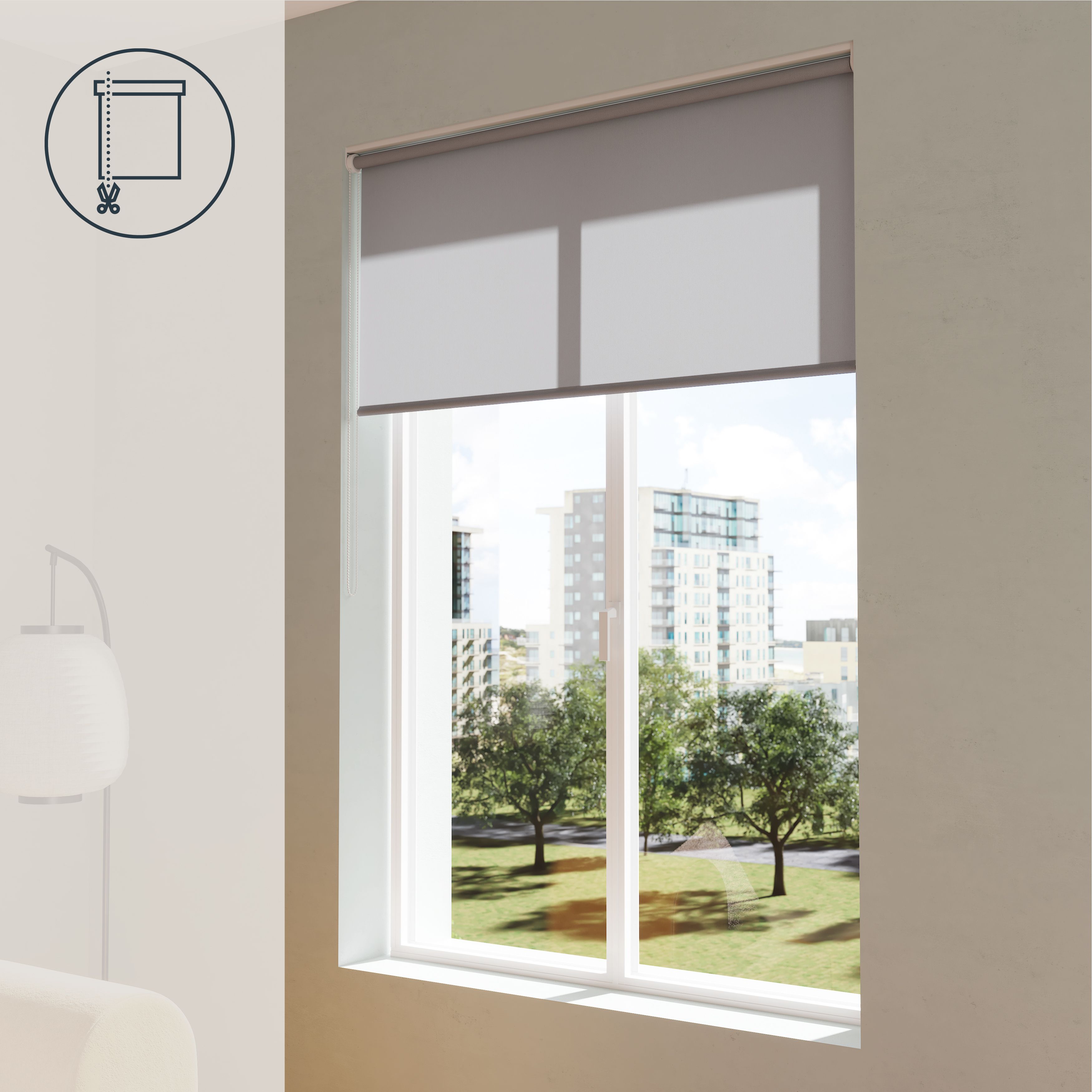 GoodHome Halo Corded Concrete grey Daylight Roller Blind (W)120cm (L)180cm
